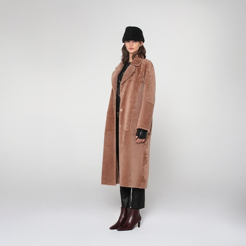 K15173-SHEARLING REVERSIBLE ROBE COAT
