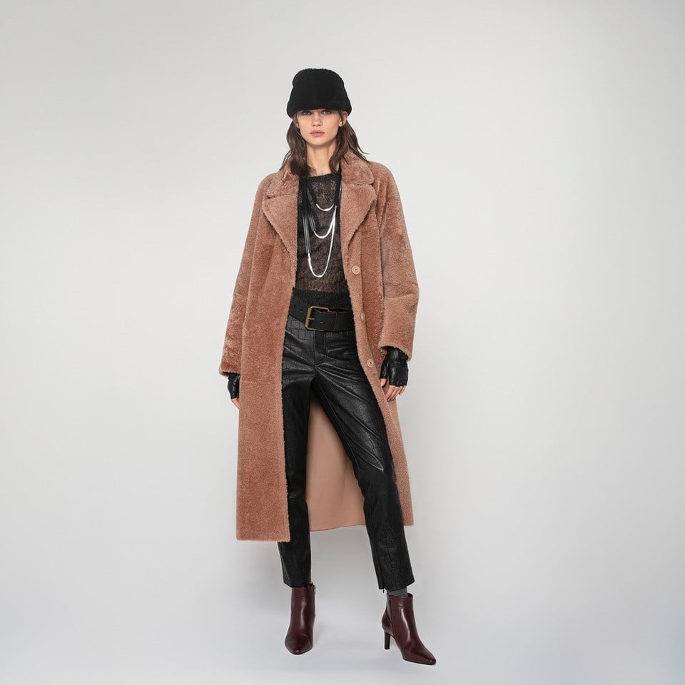 K15173-SHEARLING REVERSIBLE ROBE COAT