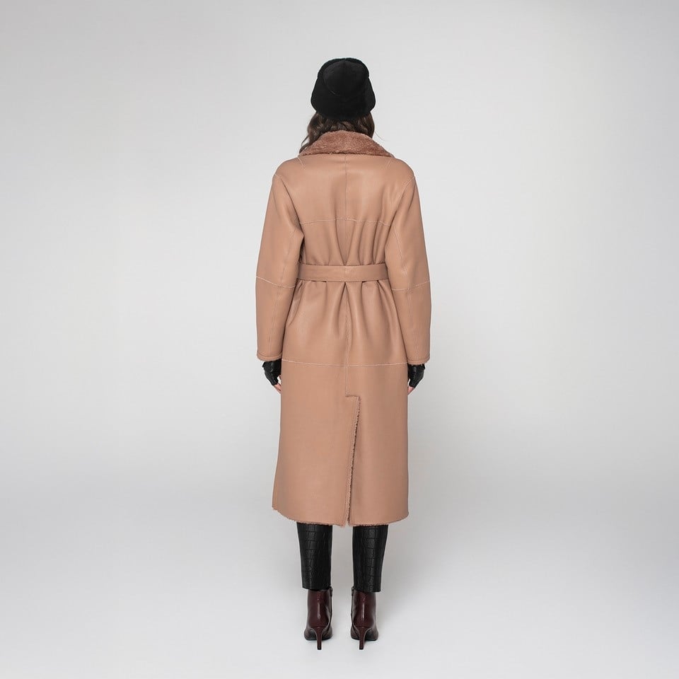 K15173-SHEARLING REVERSIBLE ROBE COAT