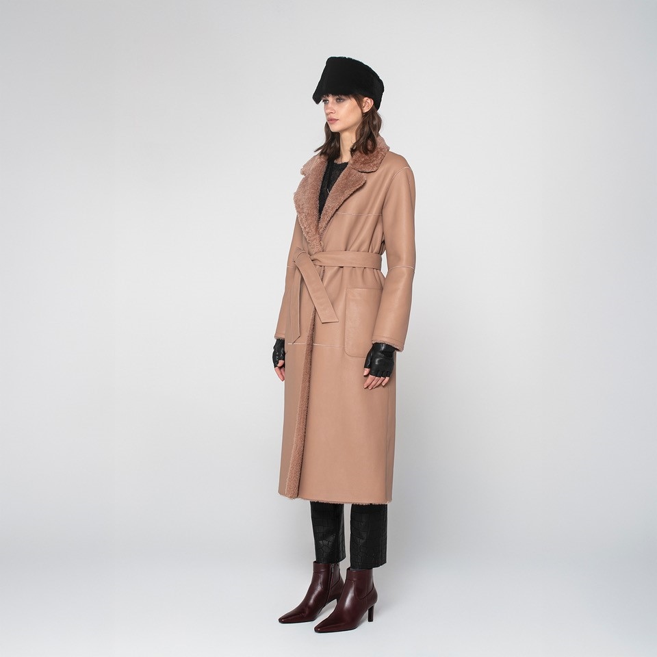 K15173-SHEARLING REVERSIBLE ROBE COAT