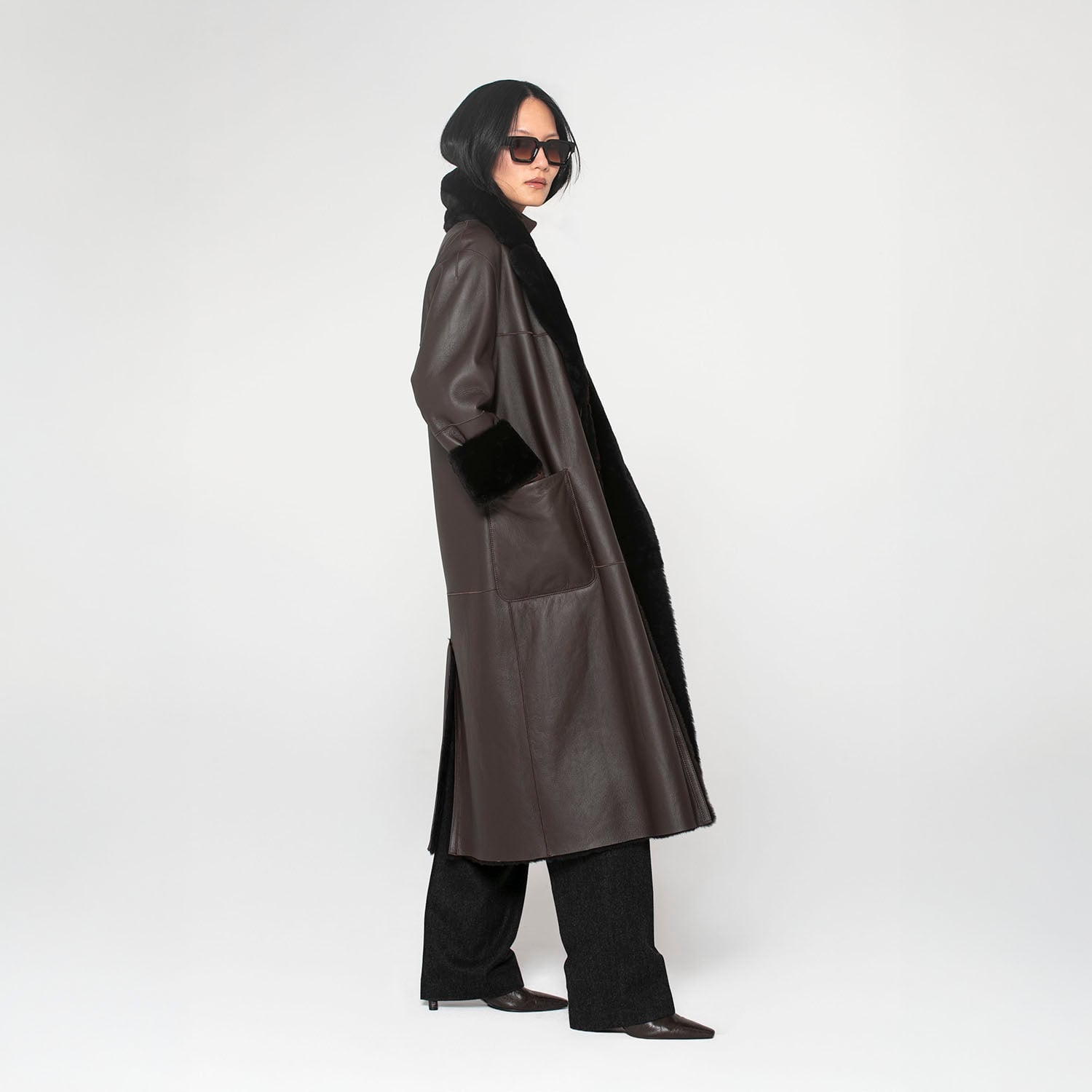 K151731- SHEARLING REVERSIBLE ROBE COAT
