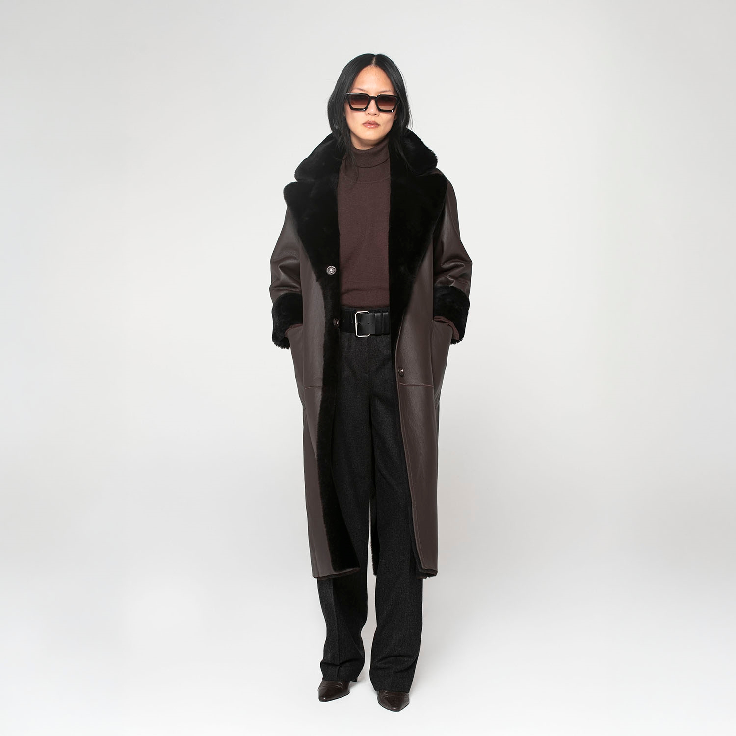 K151731- SHEARLING REVERSIBLE ROBE COAT