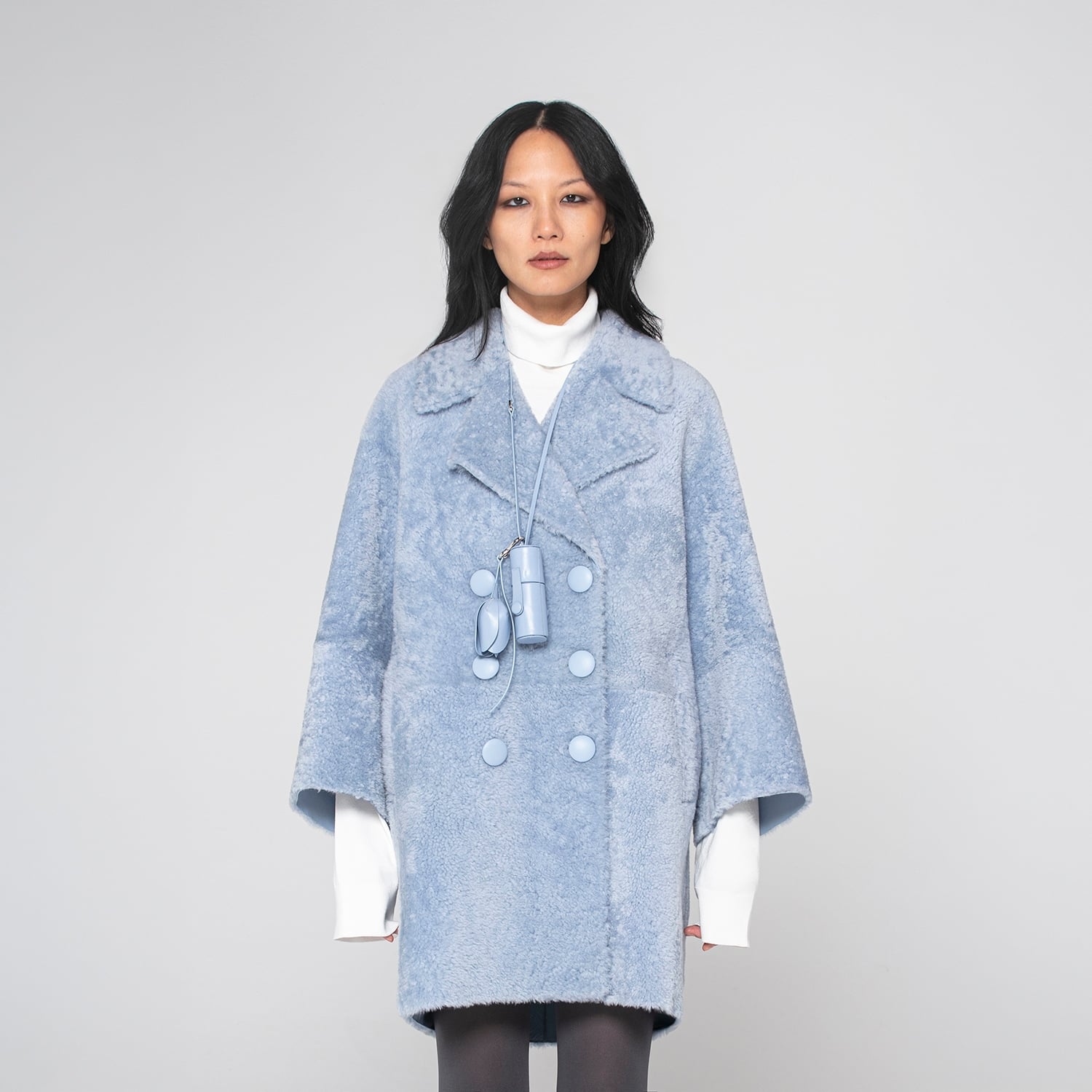K15175-SHEARLING DOUBLE-BREASTED CABAN

