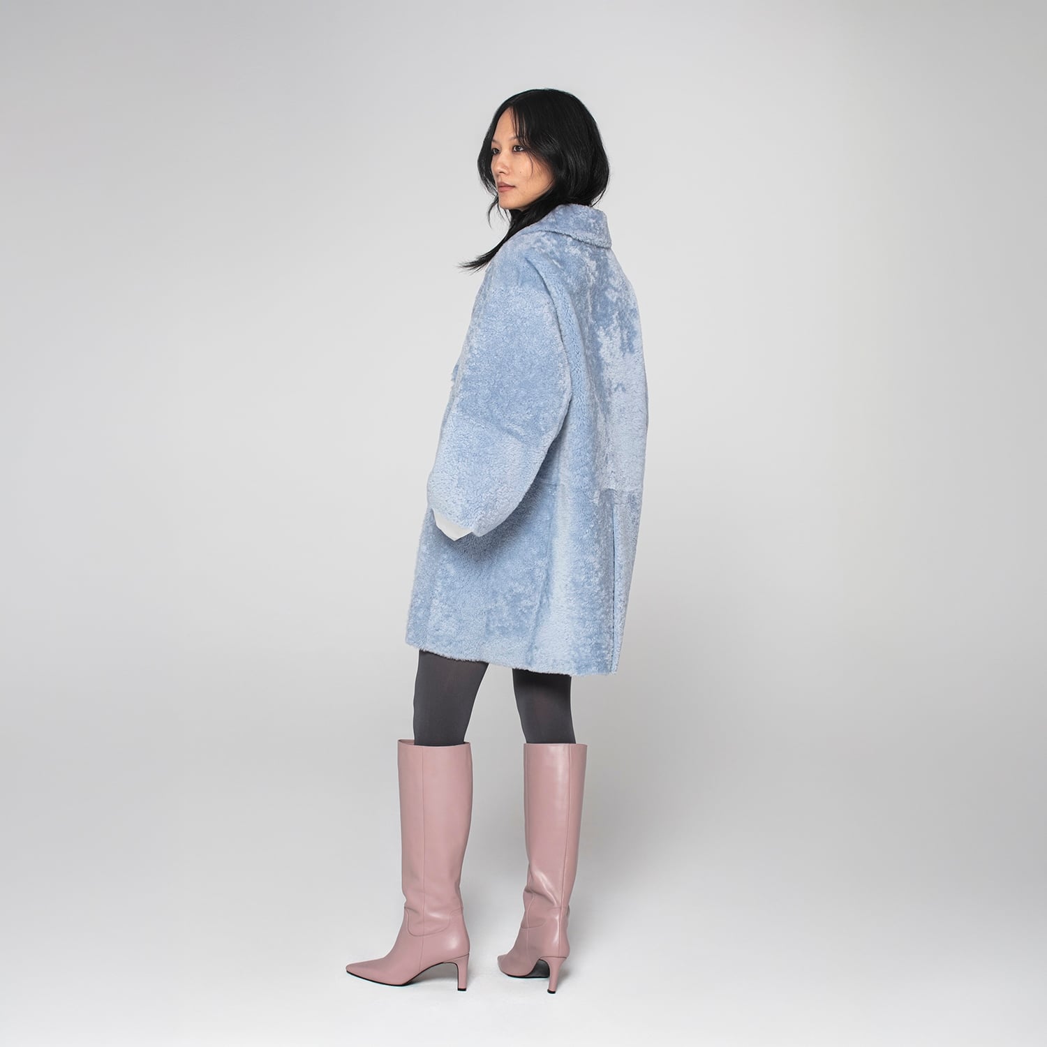 K15175-SHEARLING DOUBLE-BREASTED CABAN
