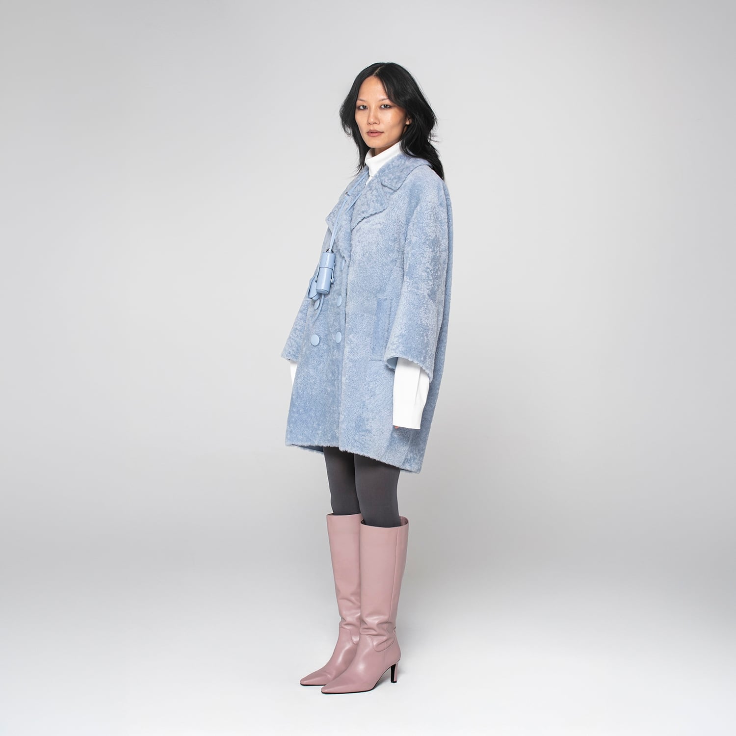 K15175-SHEARLING DOUBLE-BREASTED CABAN
