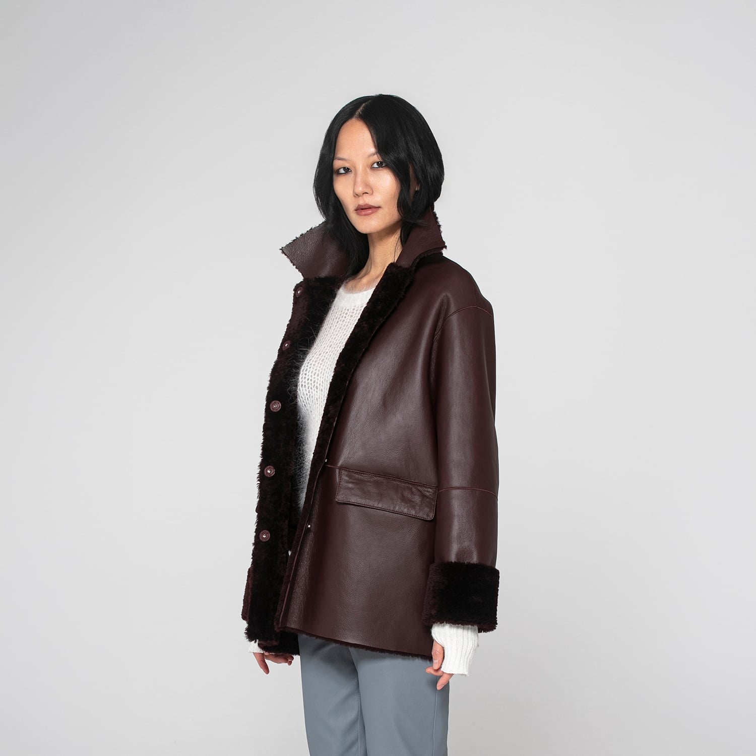 K151771 - SHEARLING REVERSIBLE BOXY JACKET