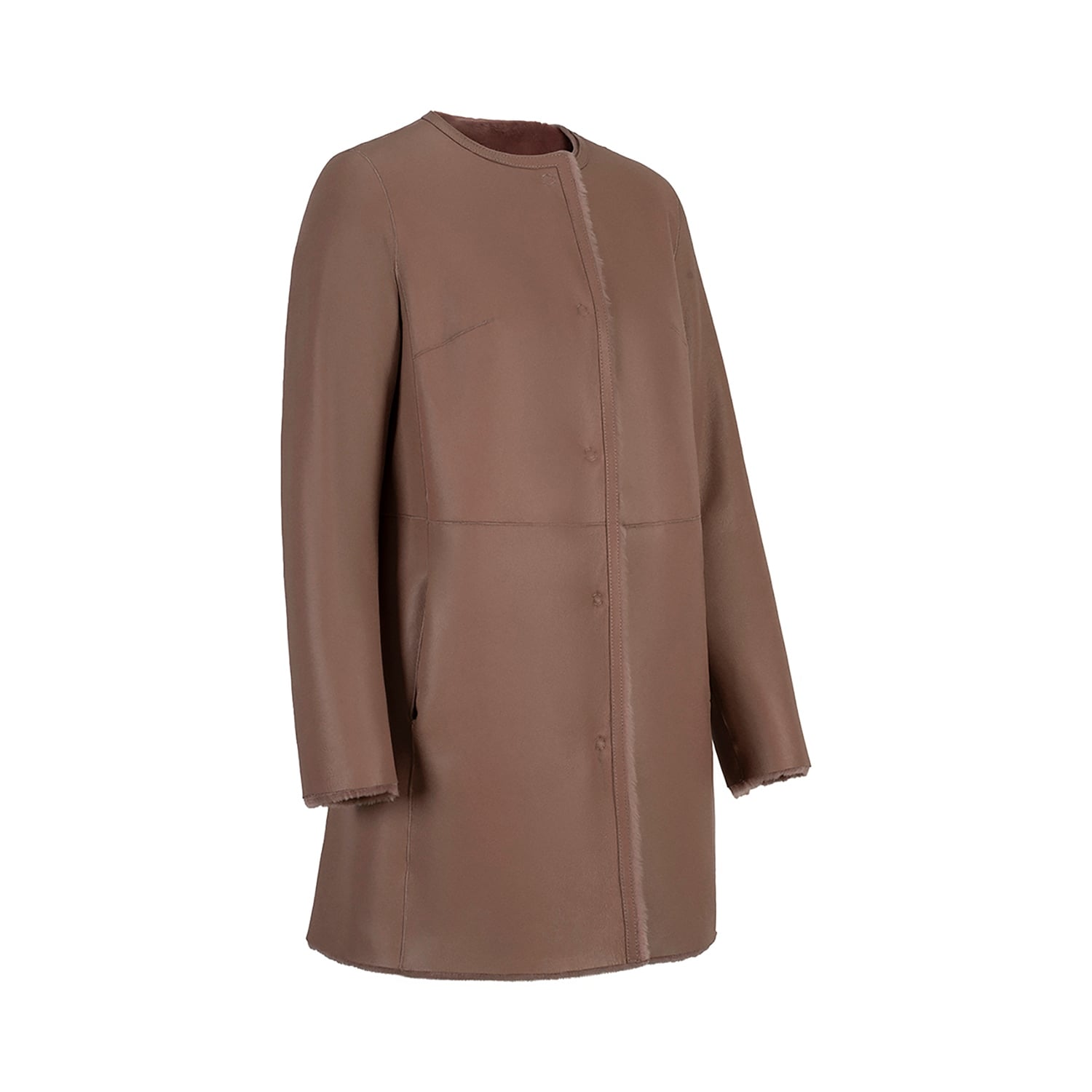 K15178-SHEARLING REVERSIBLE ROUND NECK CABAN