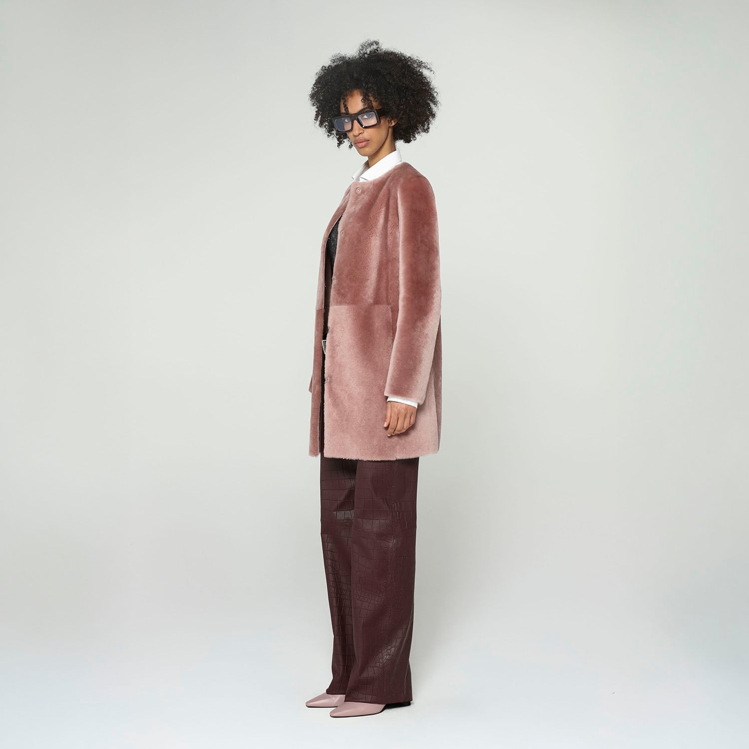 K15178-SHEARLING REVERSIBLE ROUND NECK CABAN