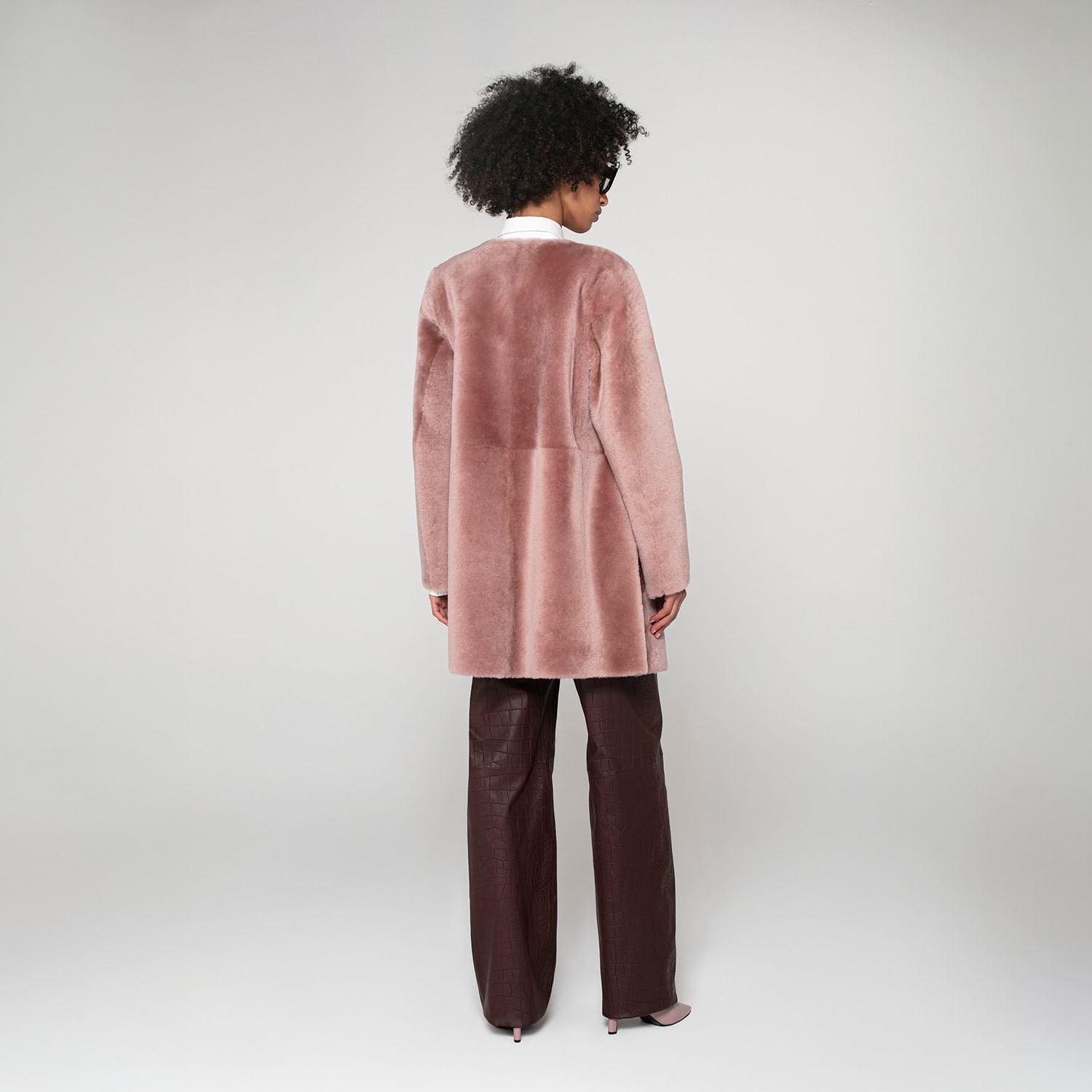 K15178-SHEARLING REVERSIBLE ROUND NECK CABAN