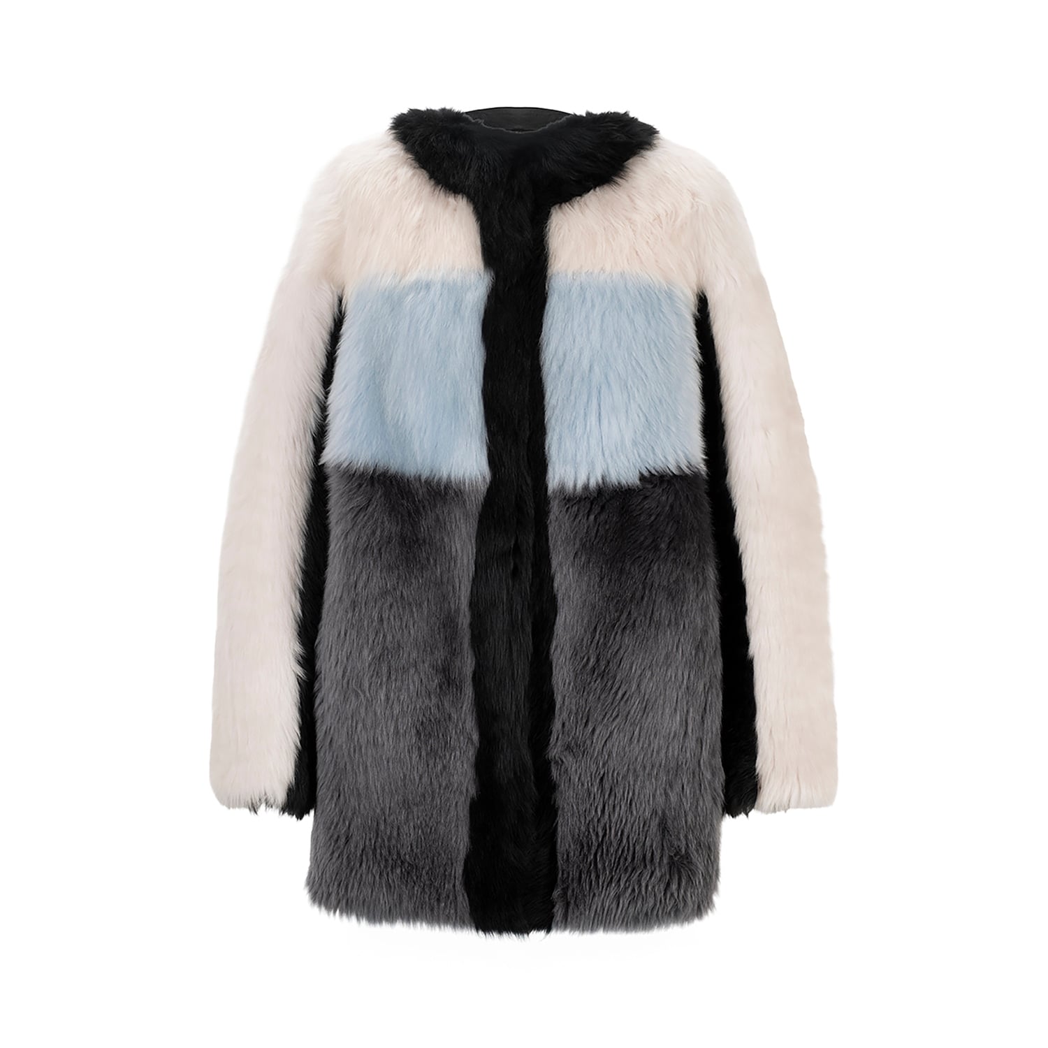 K15179-SHEARLING ROUND NECK JACKET