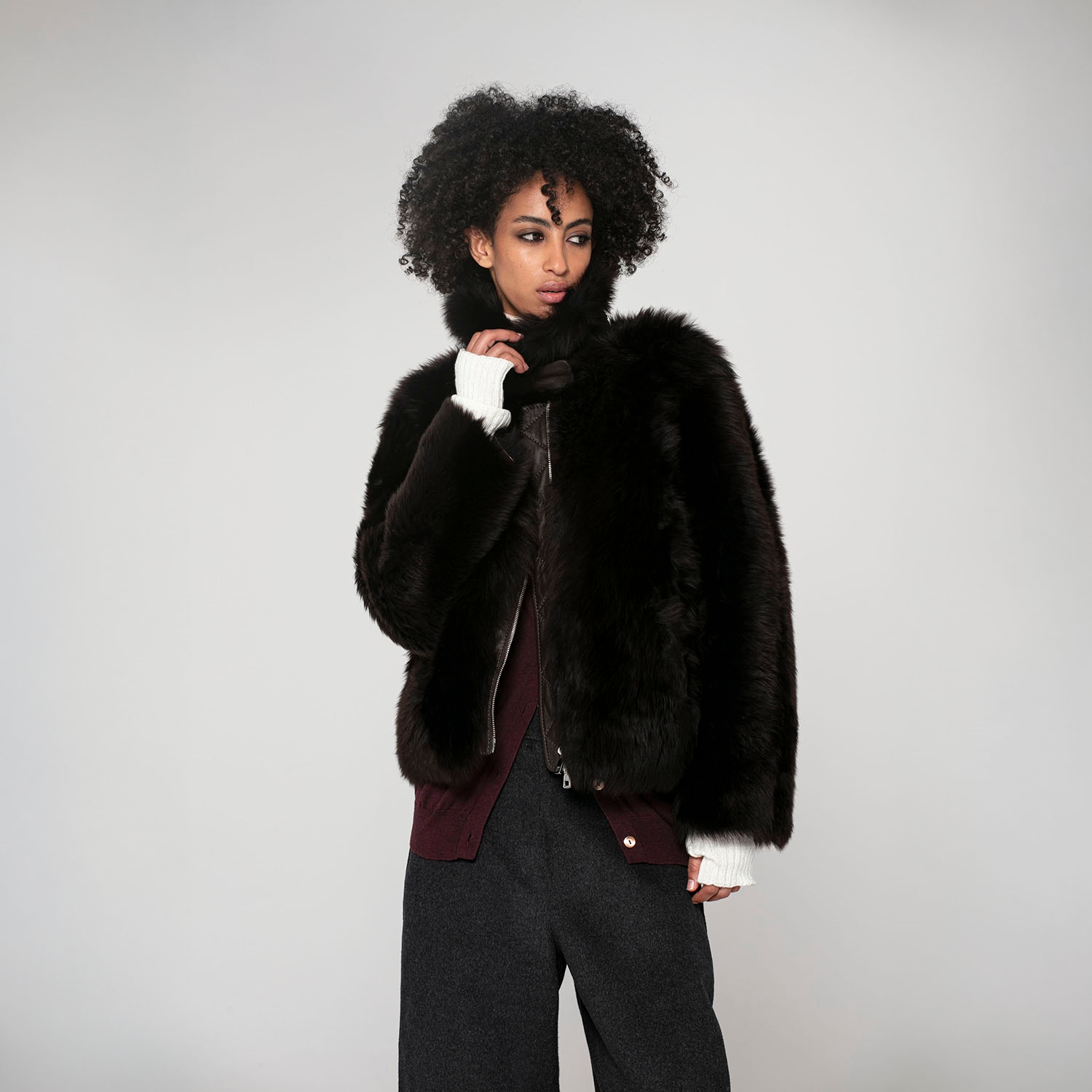 K151821 - SHEARLING HIGH COLLAR JACKET