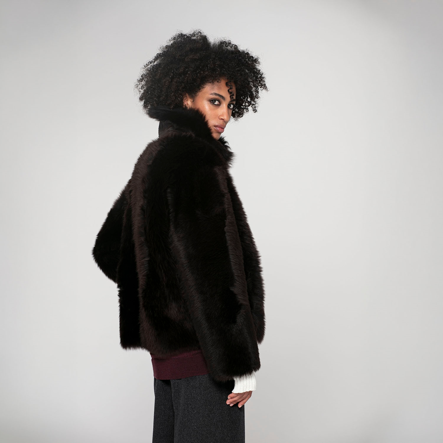 K151821 - SHEARLING HIGH COLLAR JACKET