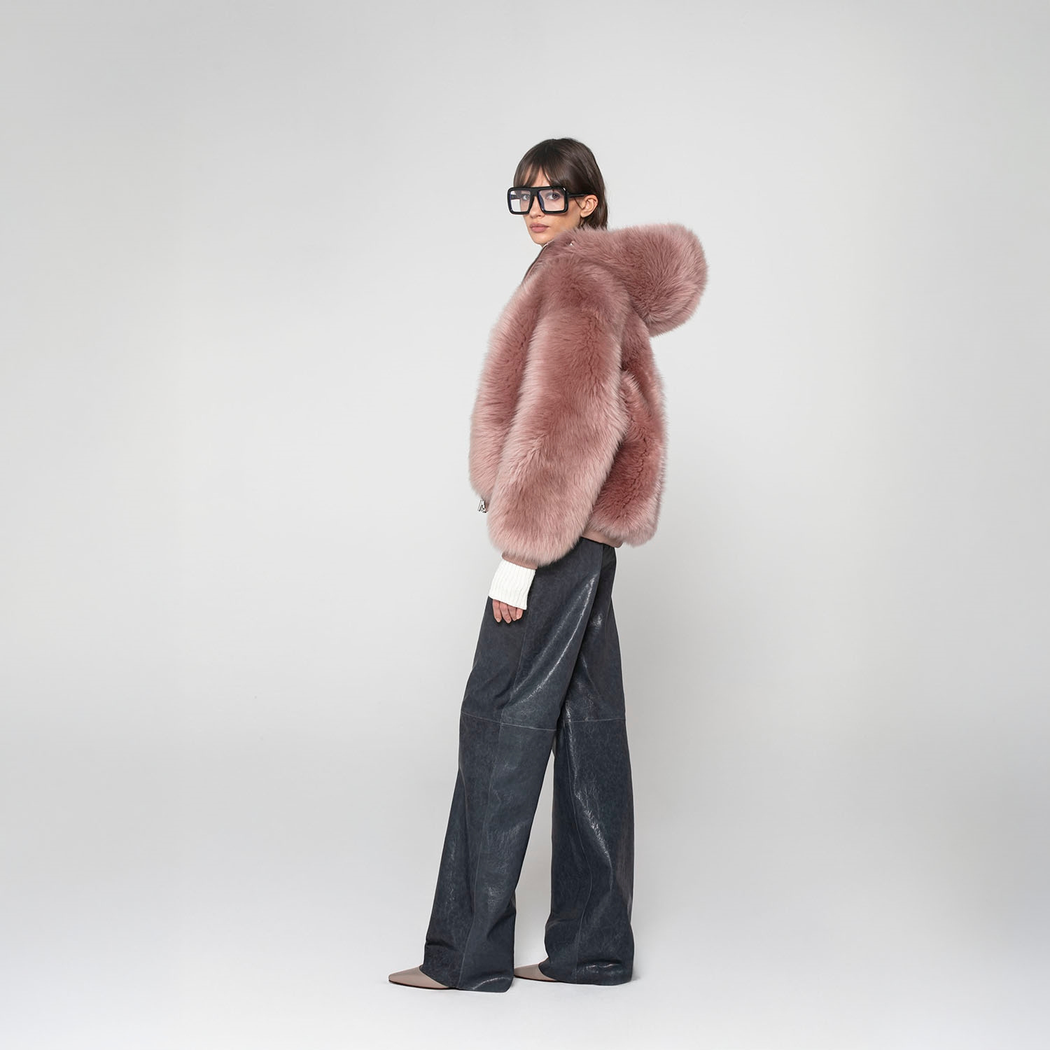 K151841- SHEARLING HOODIE JACKET