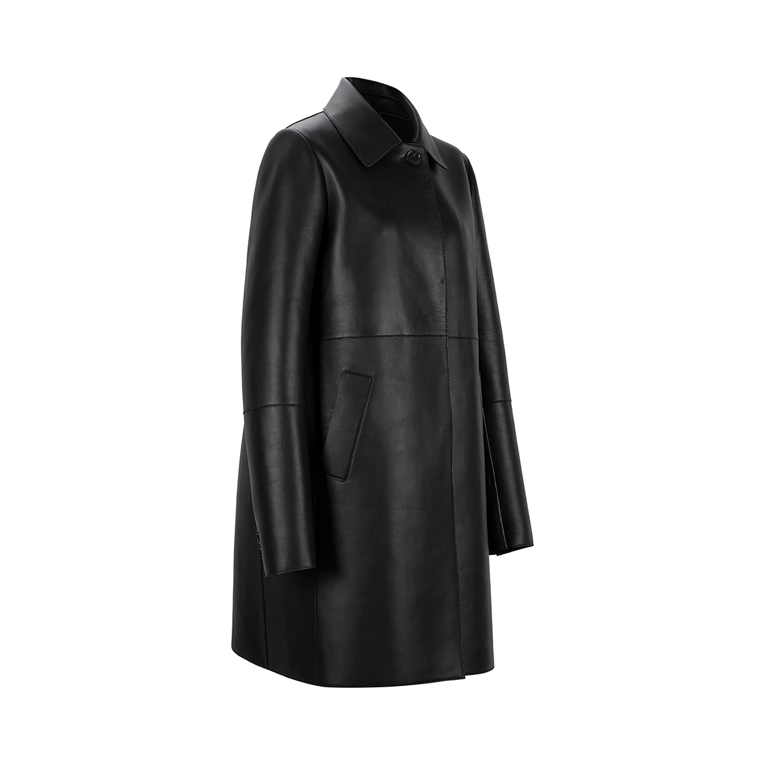 K15187- LEATHER ROUNDED BACK COAT