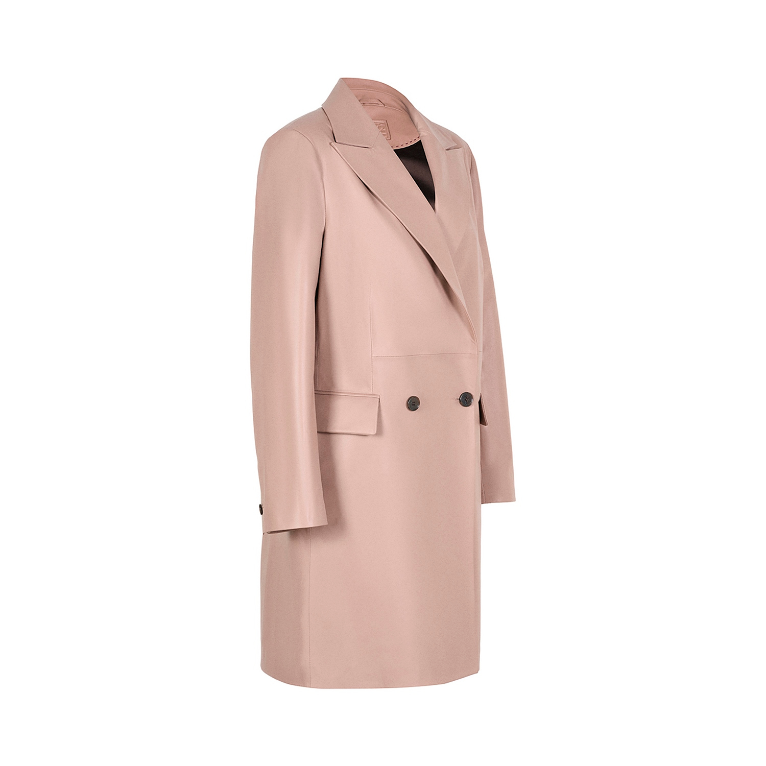 K15189 - LEATHER DOUBLE-BREASTED COAT