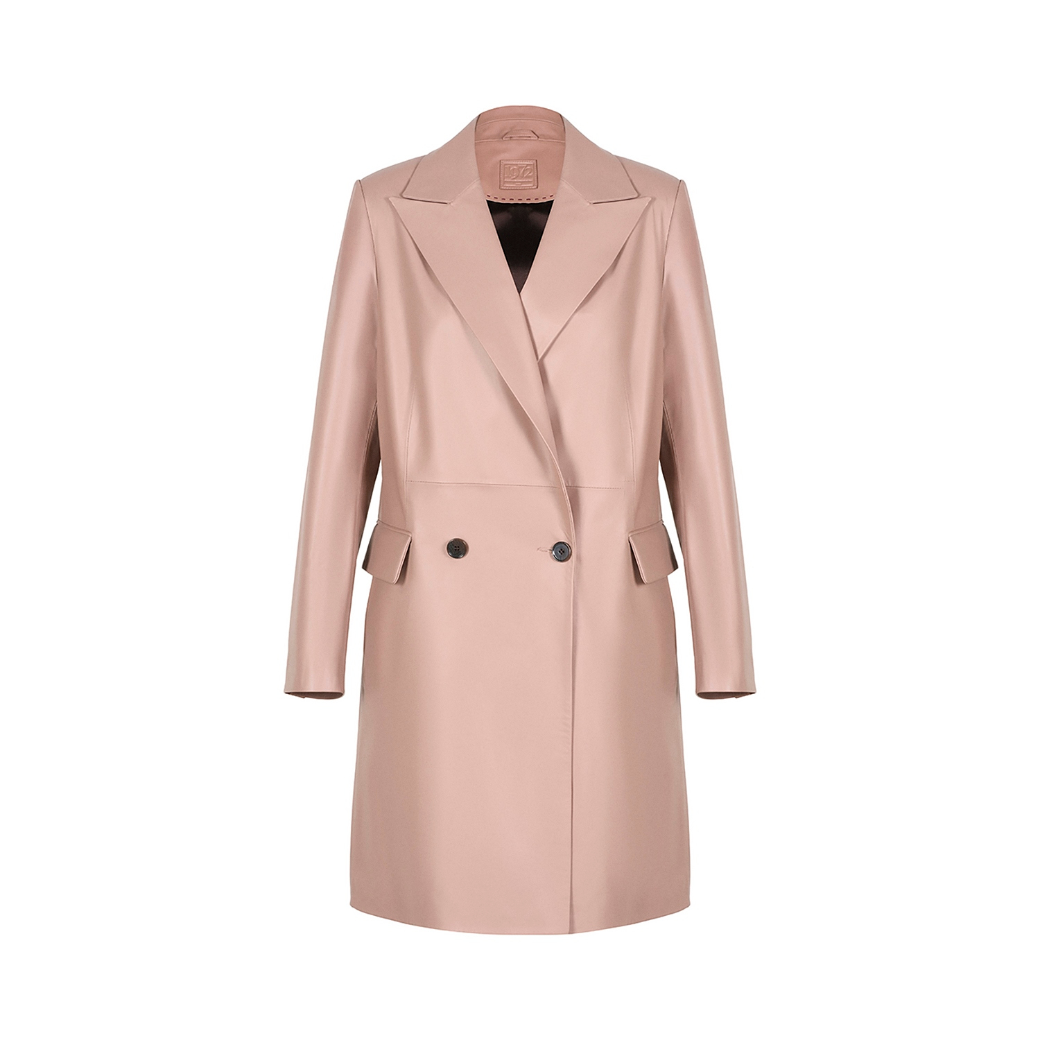 K15189 - LEATHER DOUBLE-BREASTED COAT