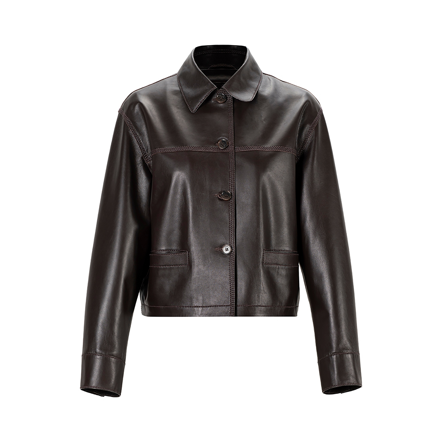 K15192 - LEATHER BOXY FIT JACKET