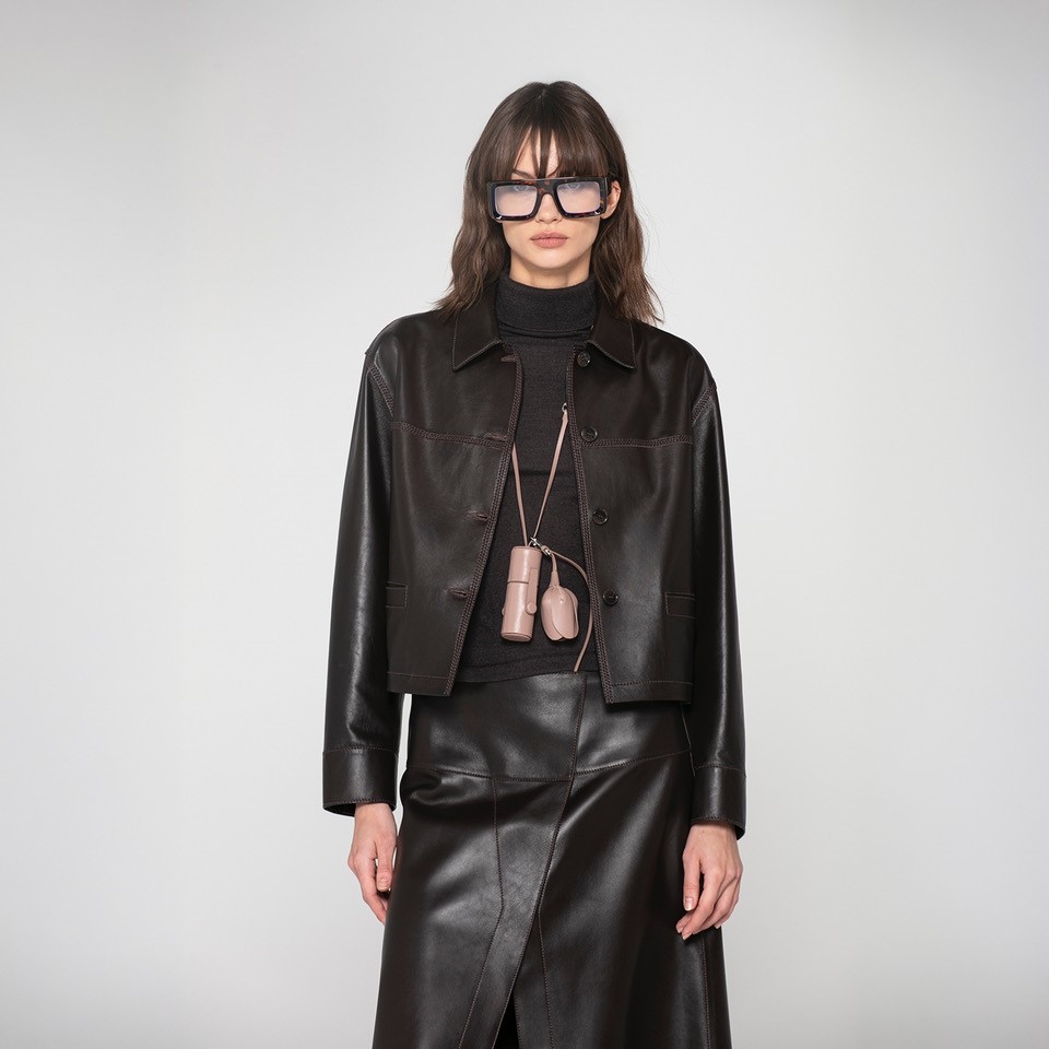K15192 - LEATHER BOXY FIT JACKET