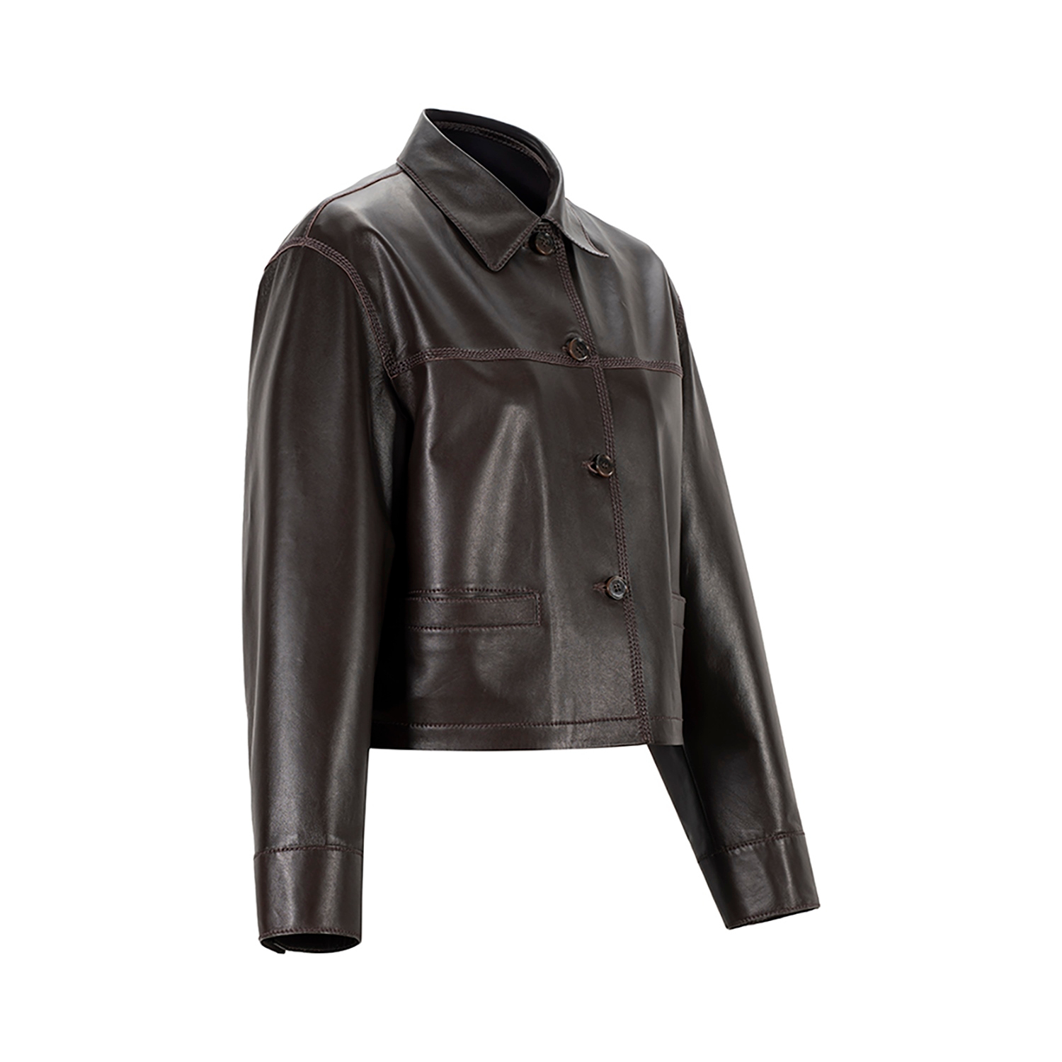 K15192 - LEATHER BOXY FIT JACKET