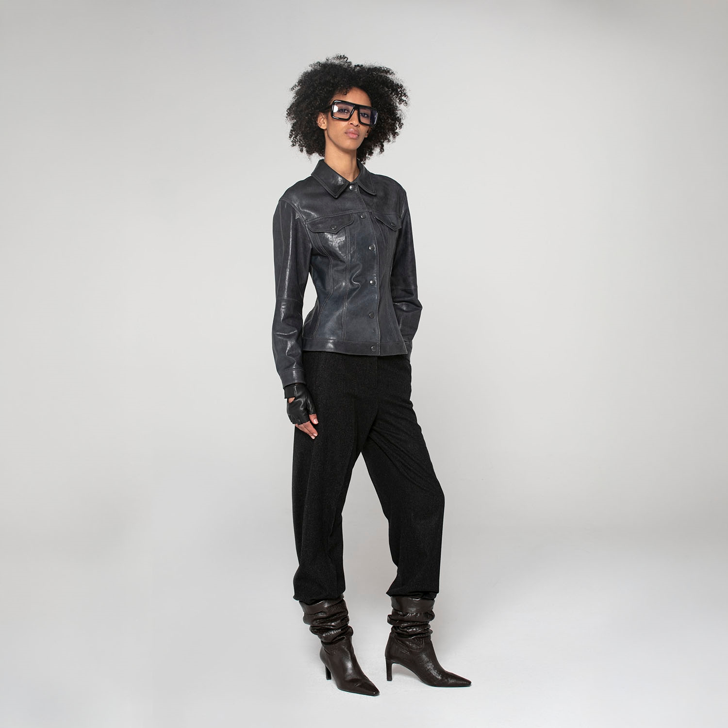 K15198 - LEATHER CLESSIDRA JEANS TYPE JACKET