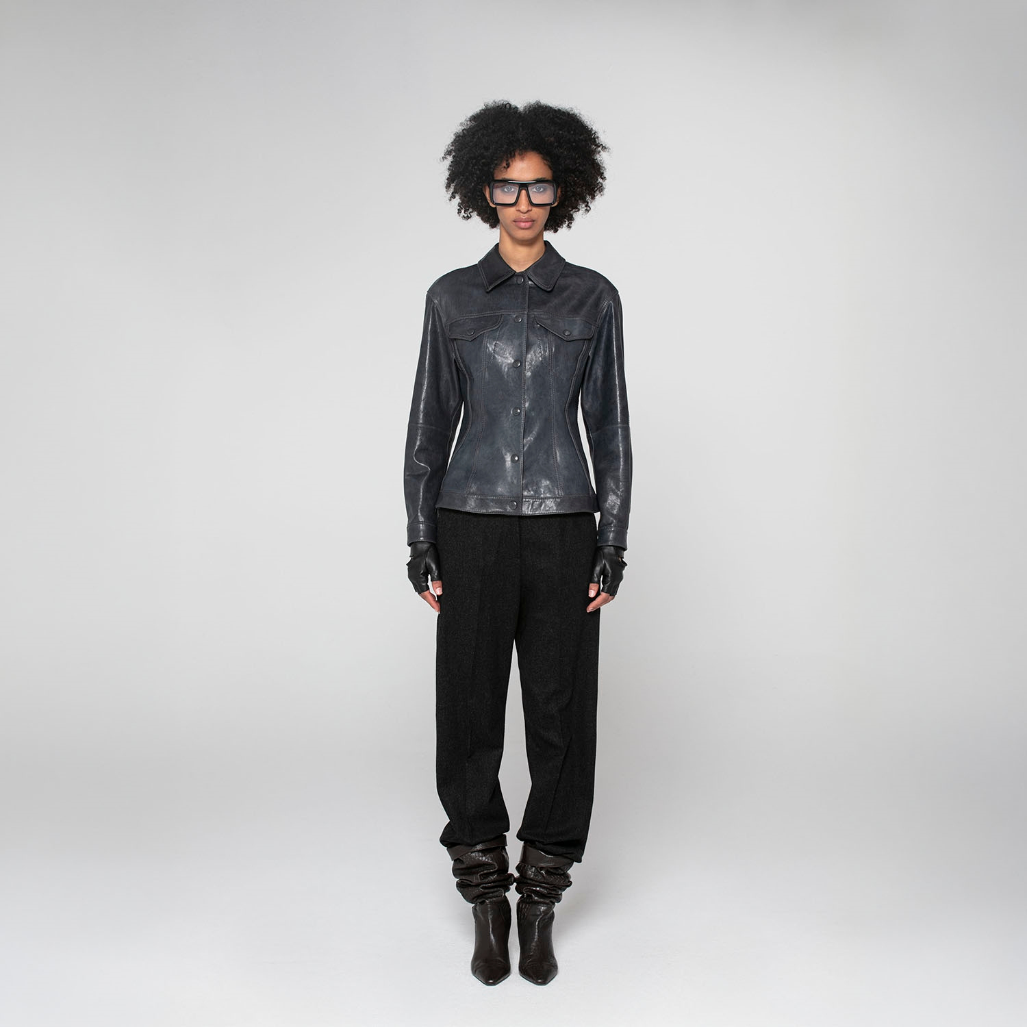 K15198 - LEATHER CLESSIDRA JEANS TYPE JACKET