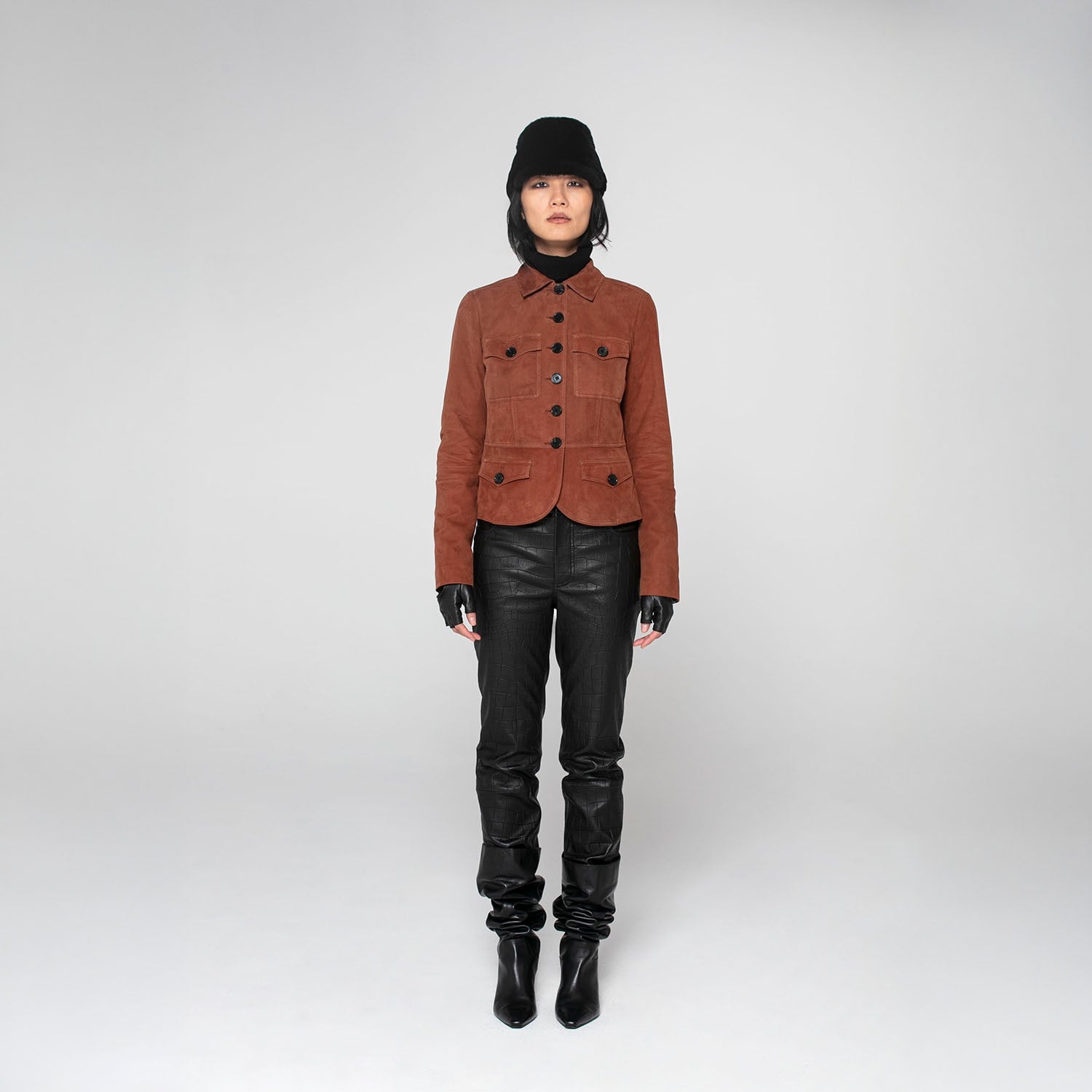 K152001 - LEATHER MINI FIELD JACKET