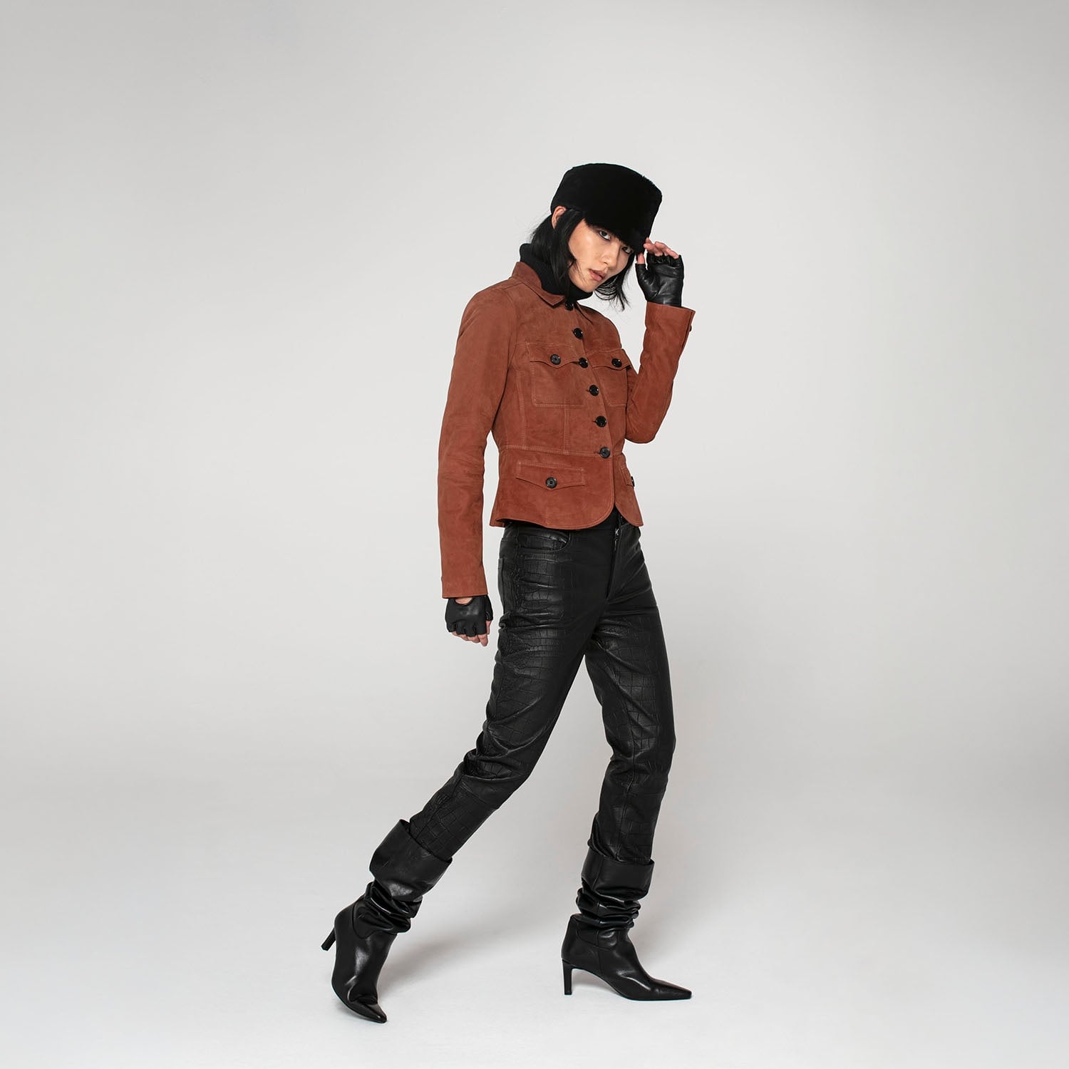 K152001 - LEATHER MINI FIELD JACKET