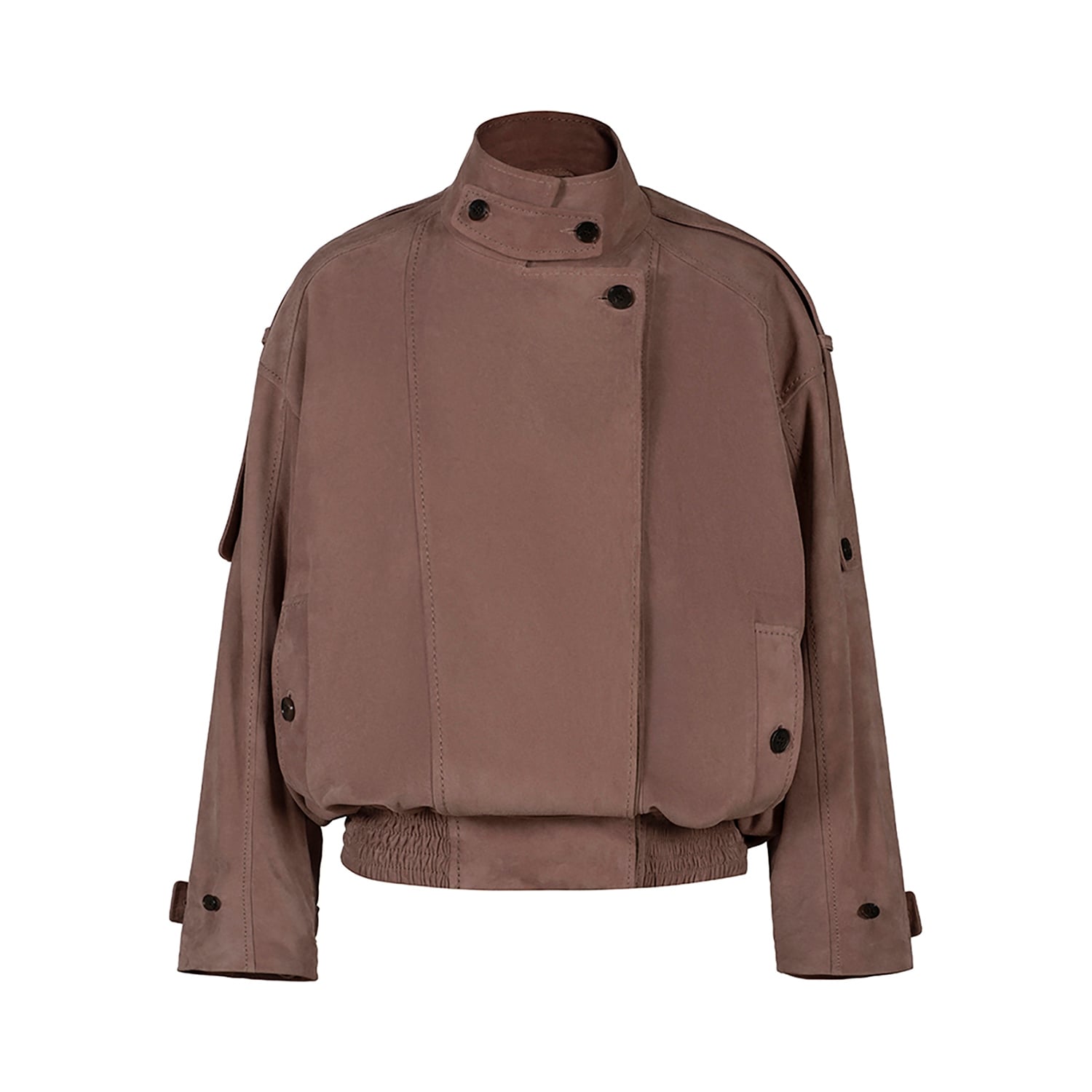 K152021 - LEATHER HIGH COLLAR BOMBER