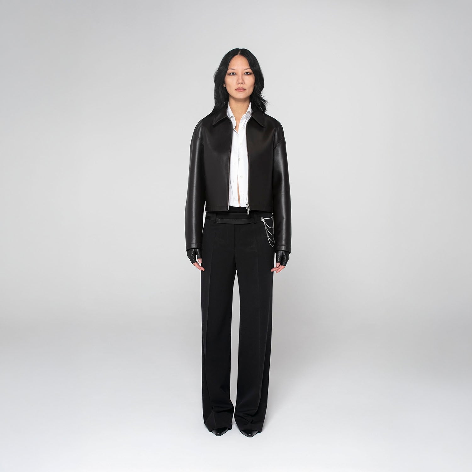 K15203 - LEATHER LAMINATED BIKER JACKET