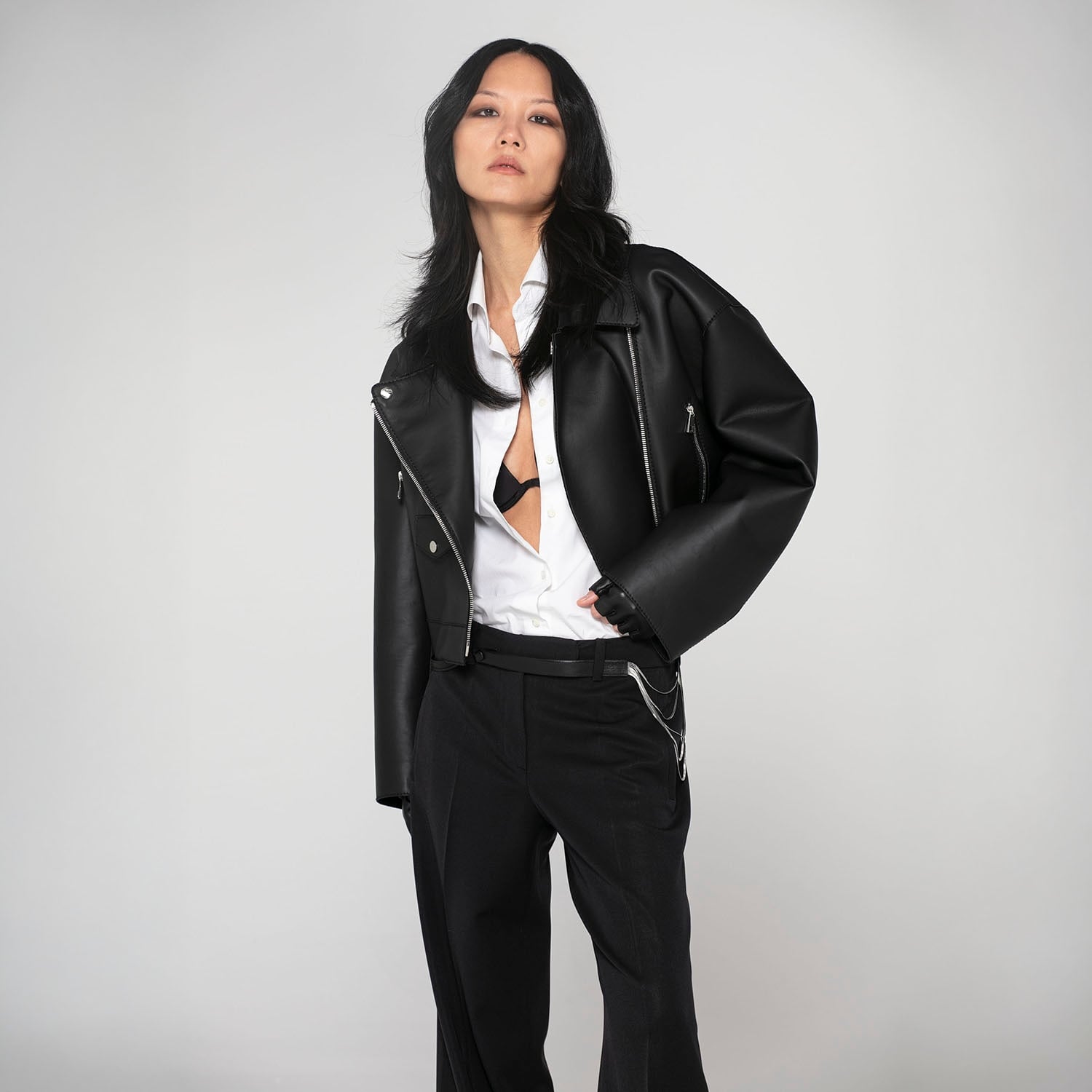K15204 - LEATHER RELAXED FIT BIKER