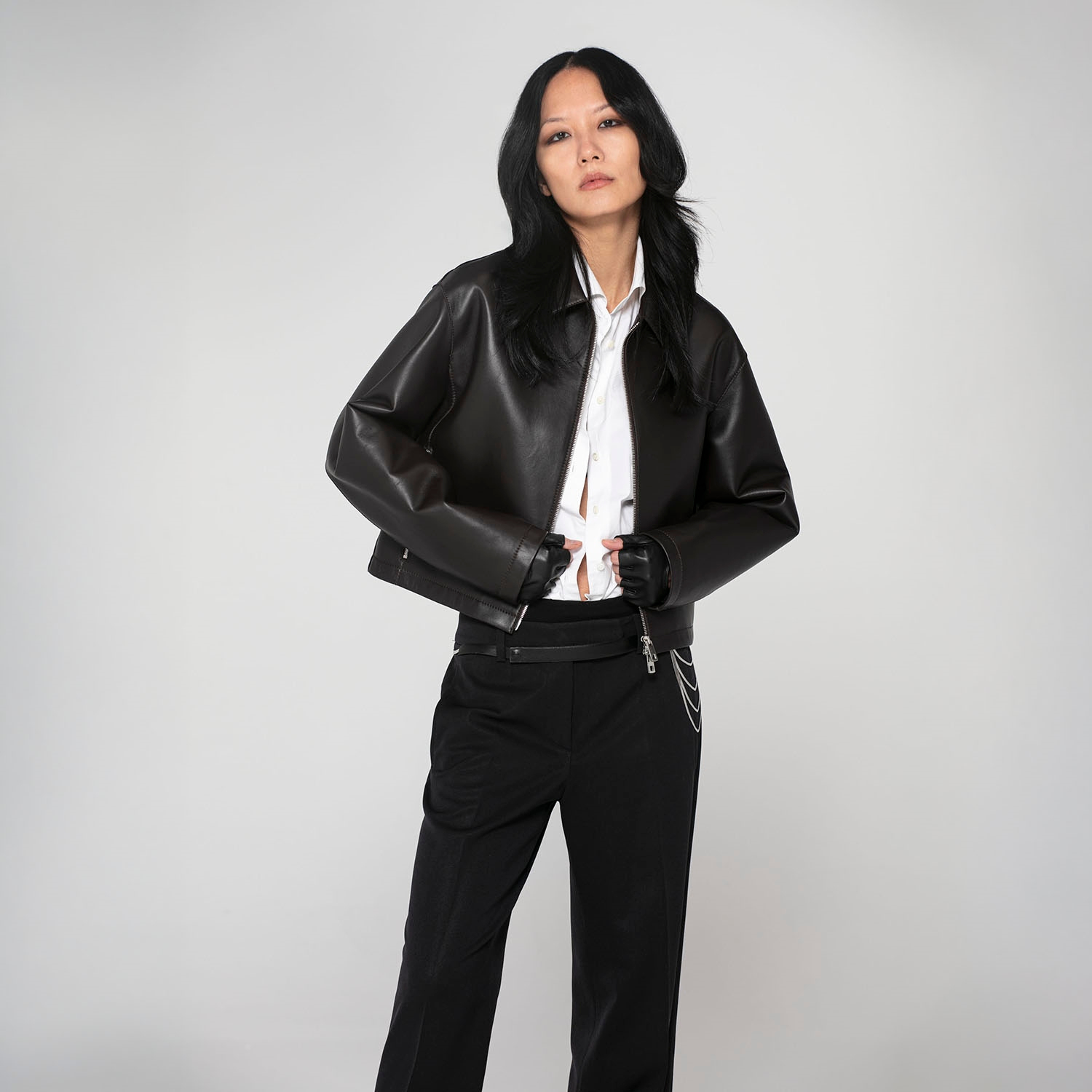 K15204 - LEATHER RELAXED FIT BIKER