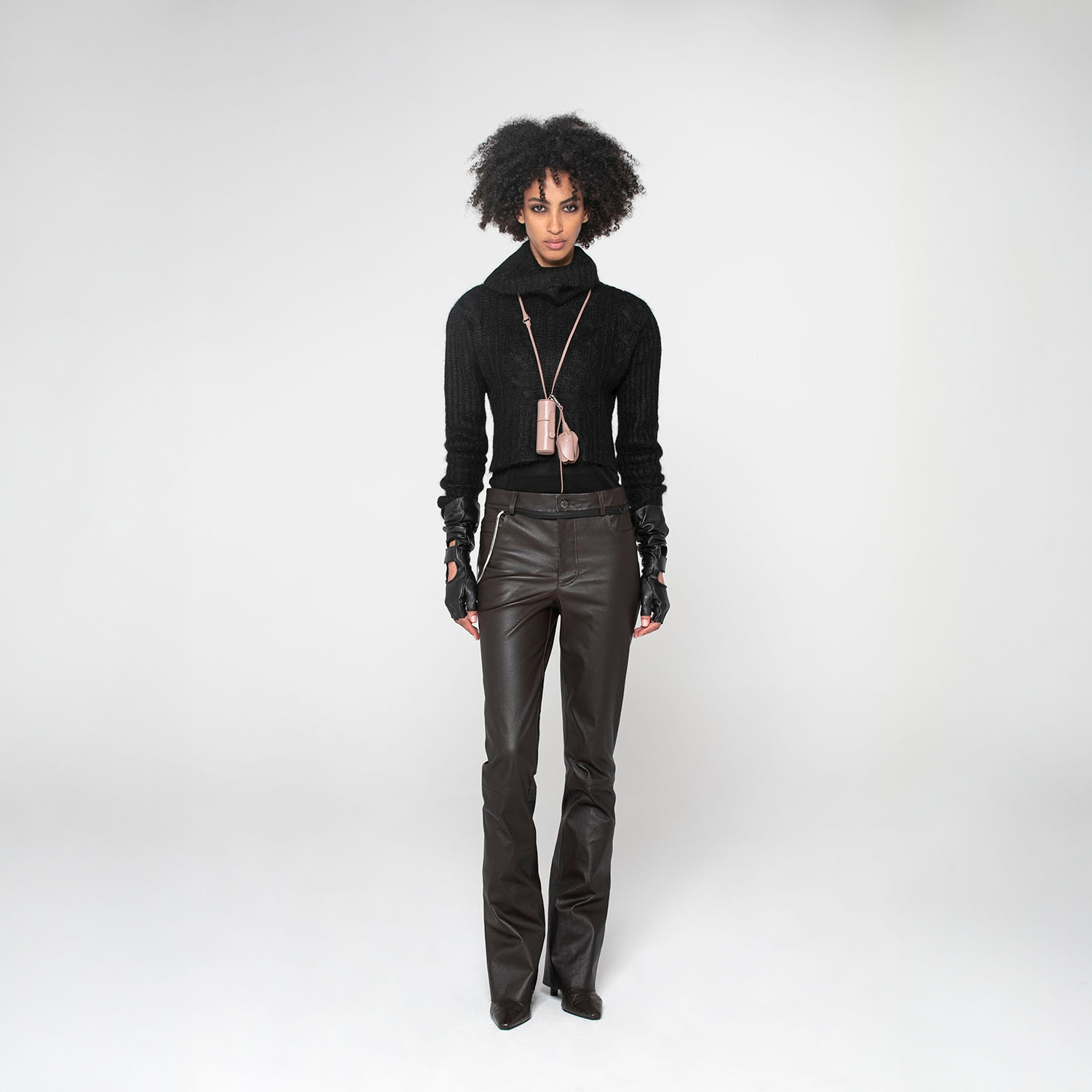 K15212 - LEATHER BOOT LEG STRETCH TROUSERS