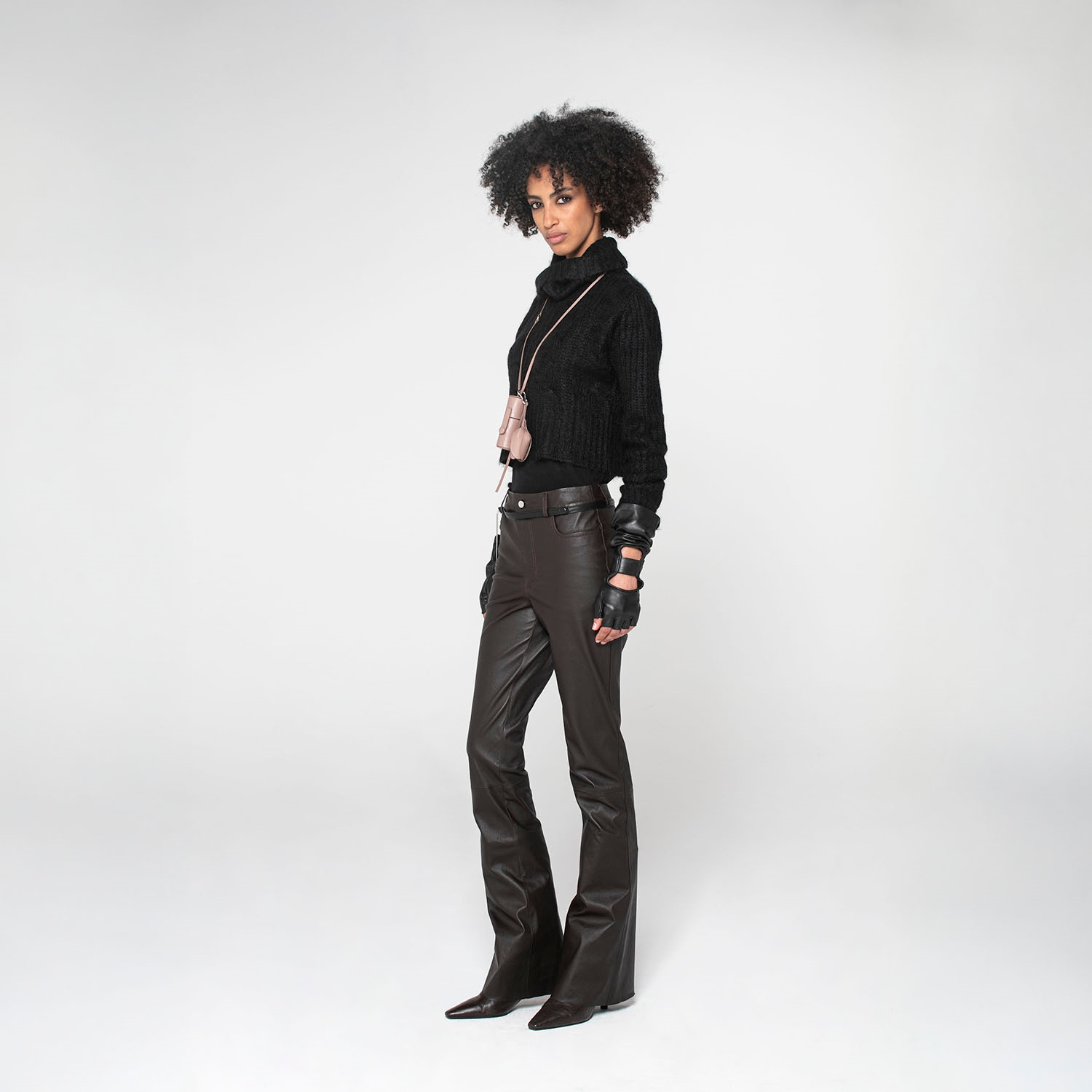 K15212 - LEATHER BOOT LEG STRETCH TROUSERS