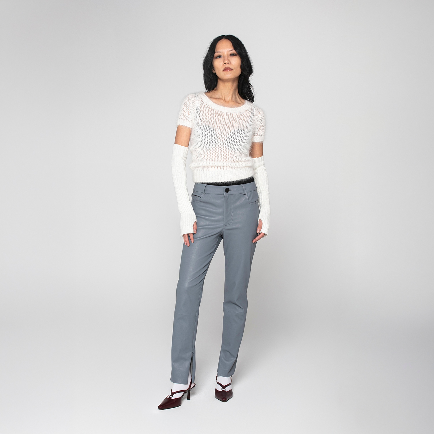 K15213 - LEATHER TIGHT CAPRI STRETCH TROUSERS
