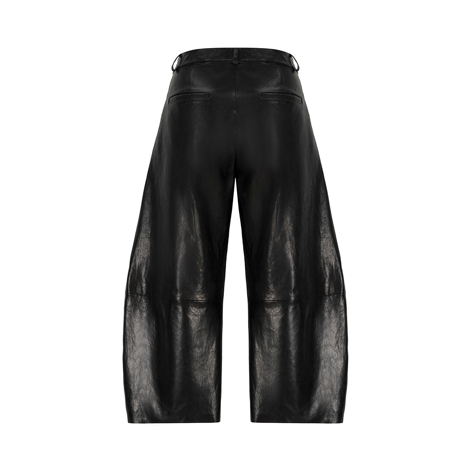 K15214 - LEATHER CROPPED ROUNDED TROUSERS