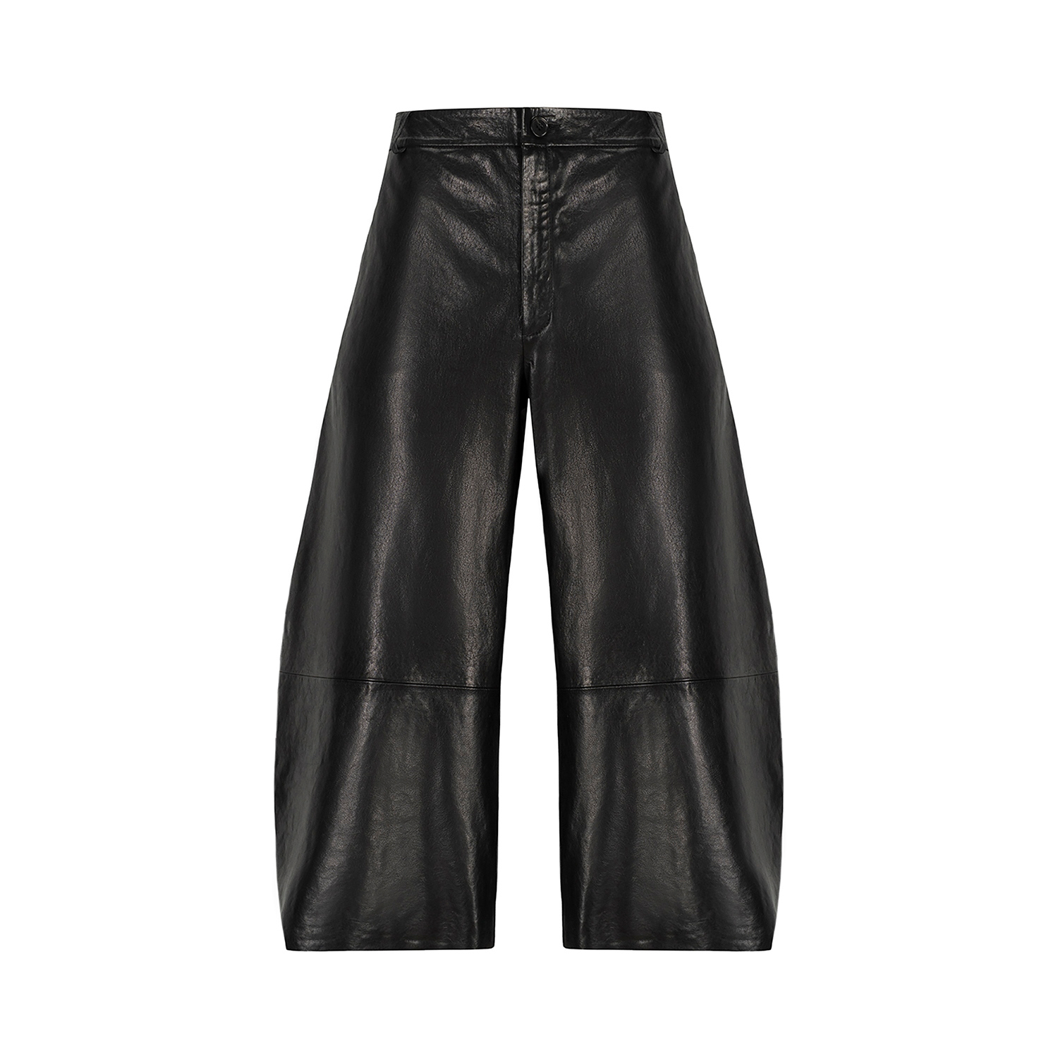 K15214 - LEATHER CROPPED ROUNDED TROUSERS