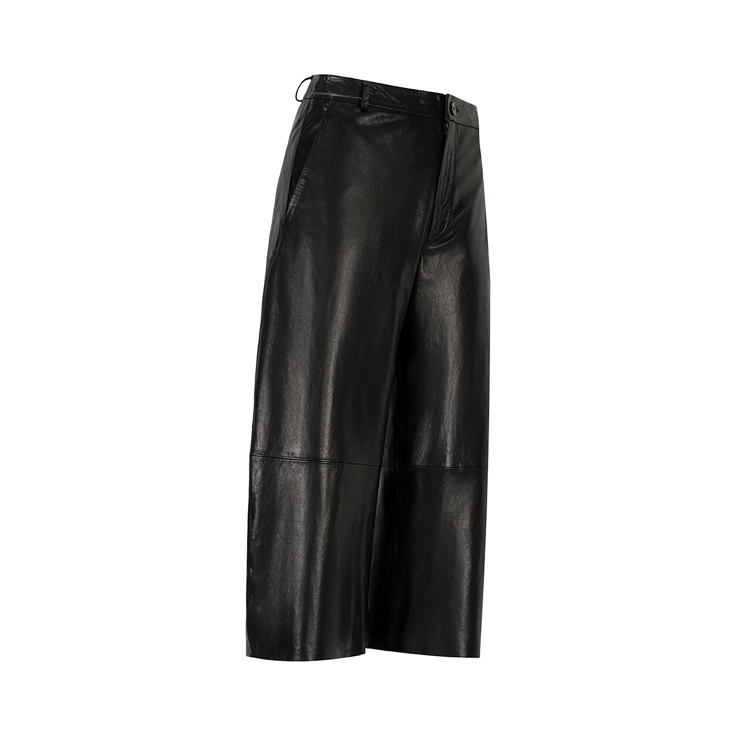 K15214 - LEATHER CROPPED ROUNDED TROUSERS