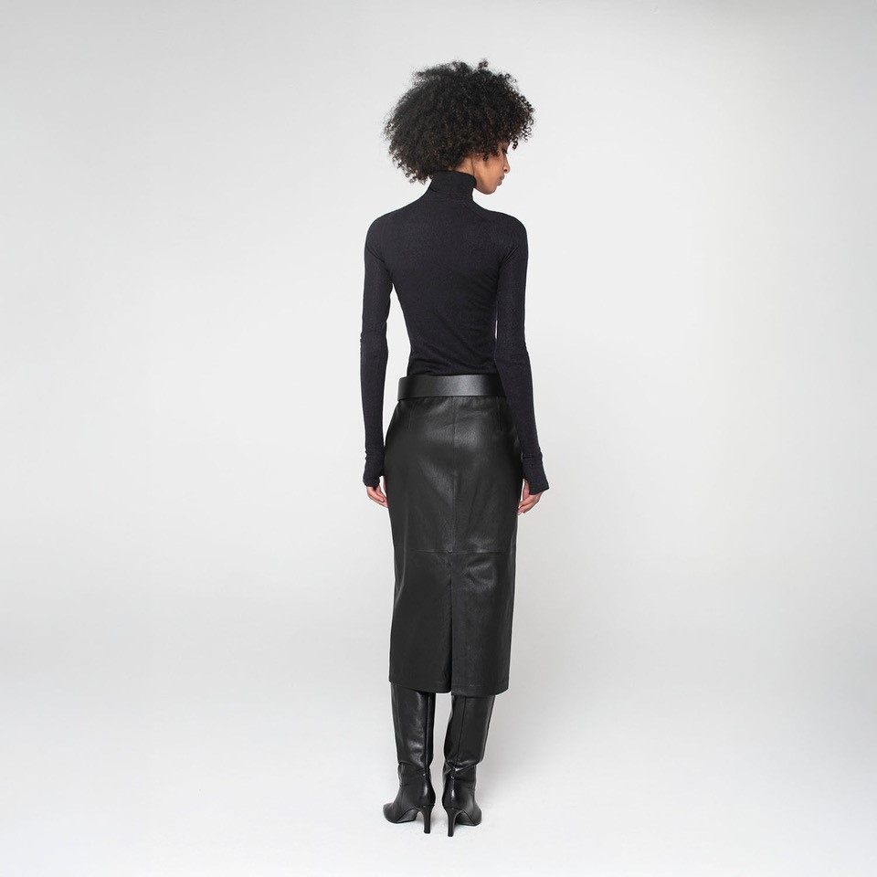 K15217 - LEATHER PENCIL STRETCH SKIRT