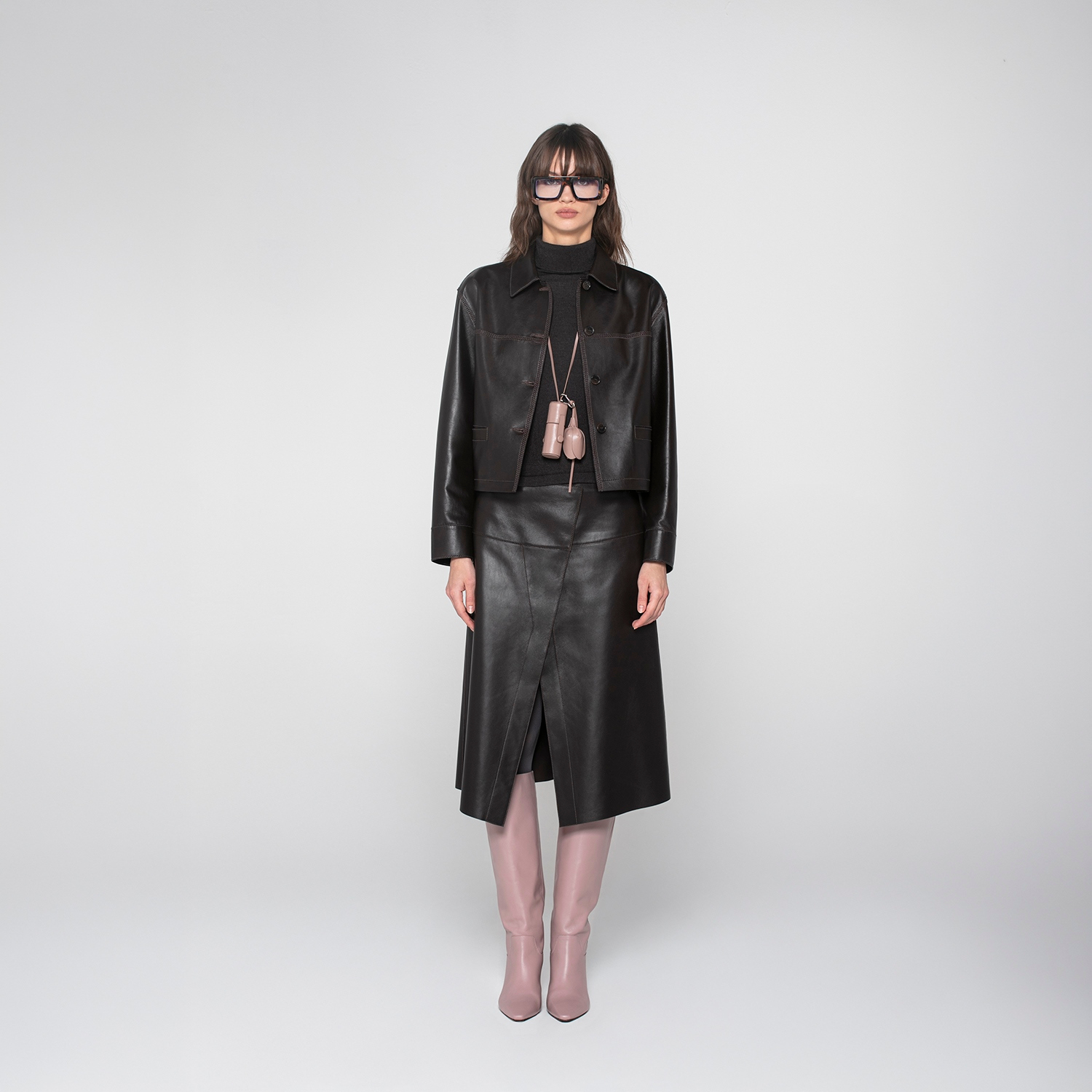 K15219 - LEATHER WRAP SKIRT 