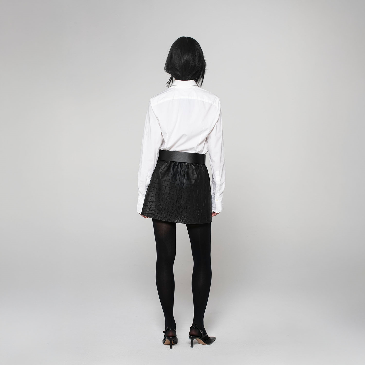 K15220 - LEATHER MINI STRETCH SKIRT