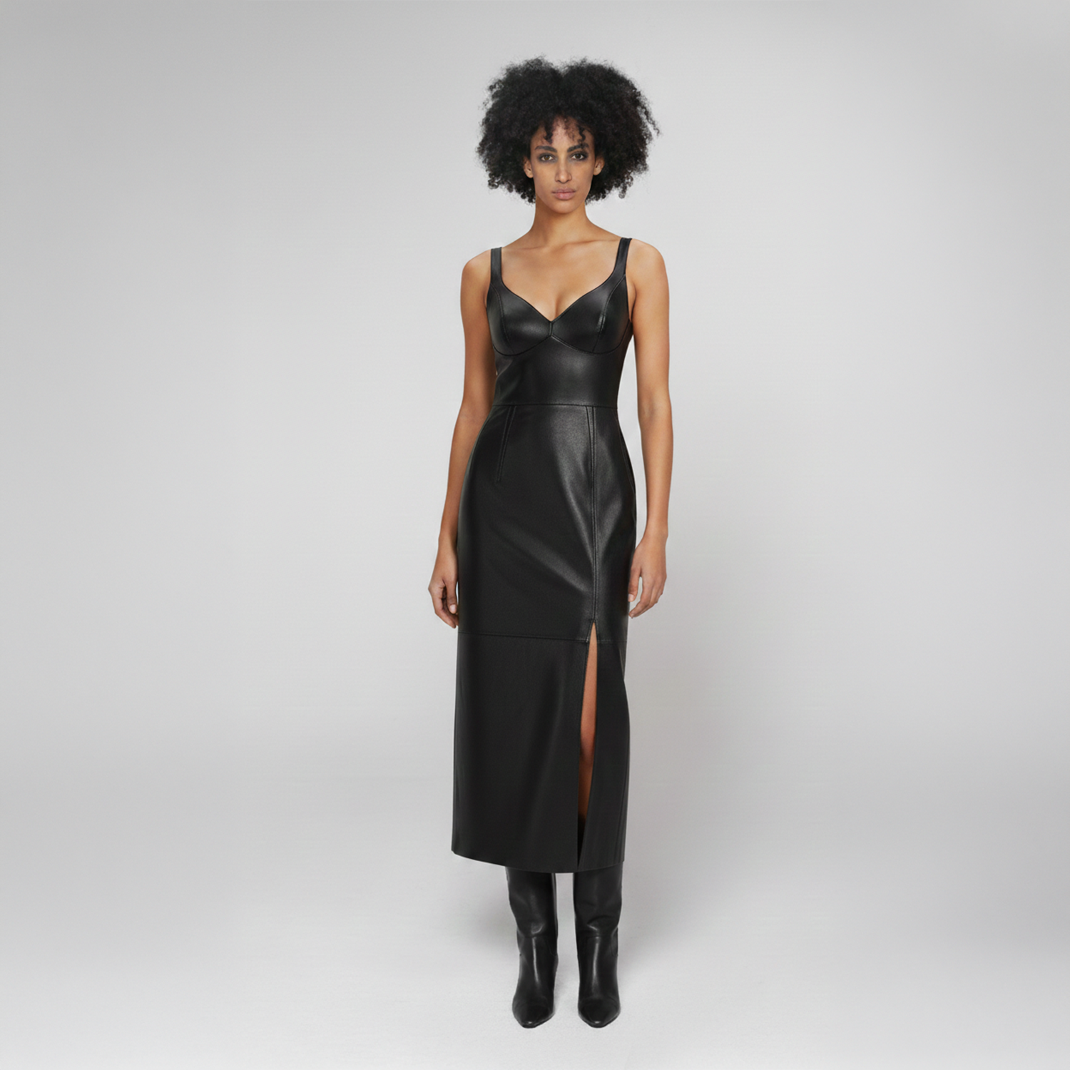 K15222 - LEATHER SKIN-TIGHT DRESS