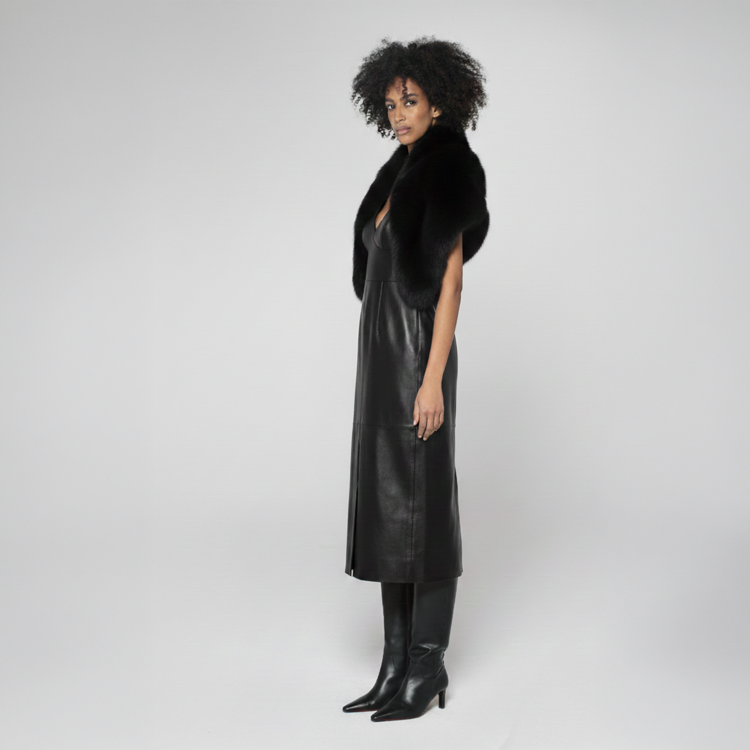 K15222 - LEATHER SKIN-TIGHT DRESS