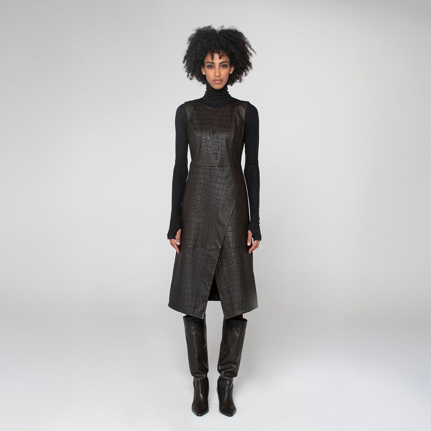 K15258 - LEATHER TUBINO DRESS