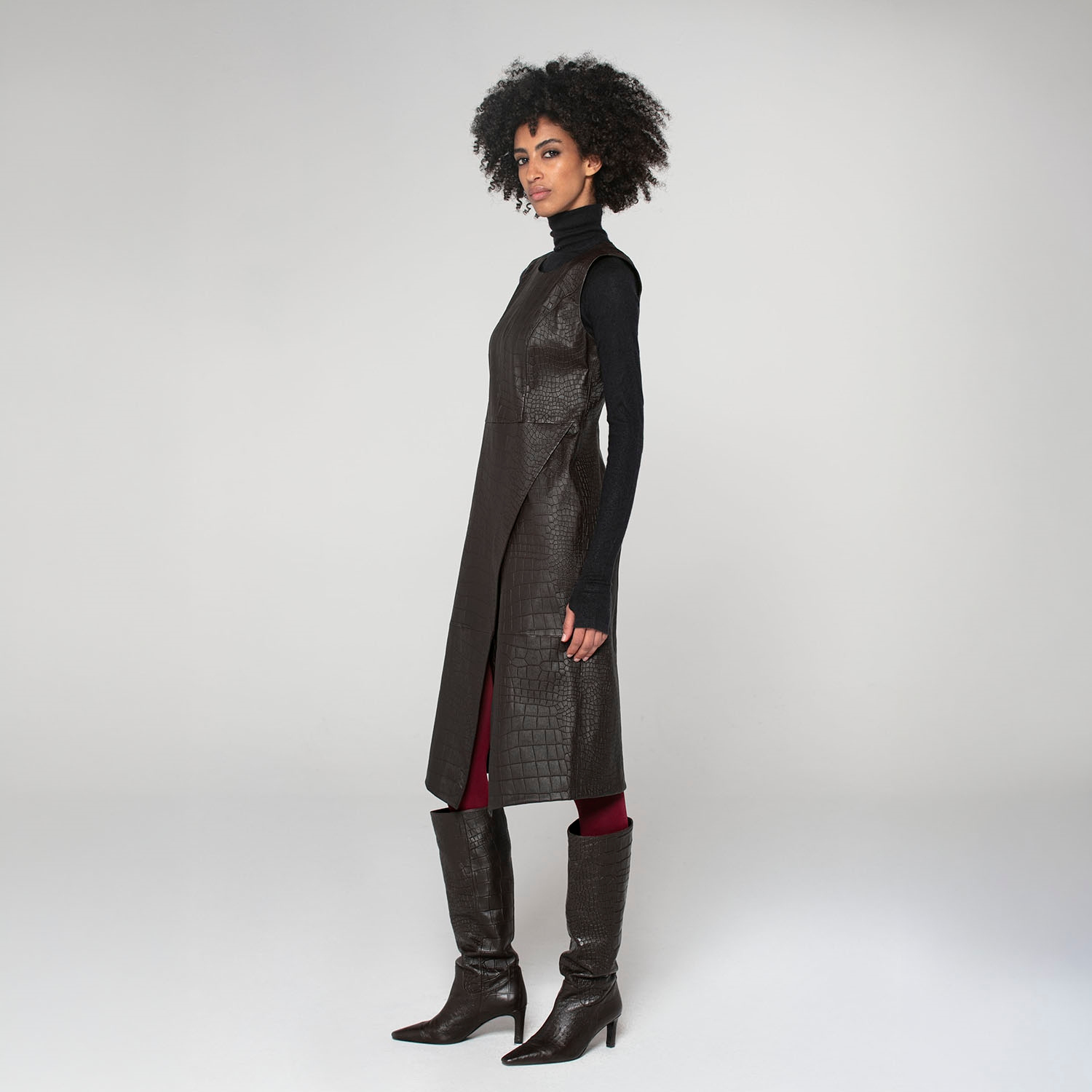 K15258 - LEATHER TUBINO DRESS