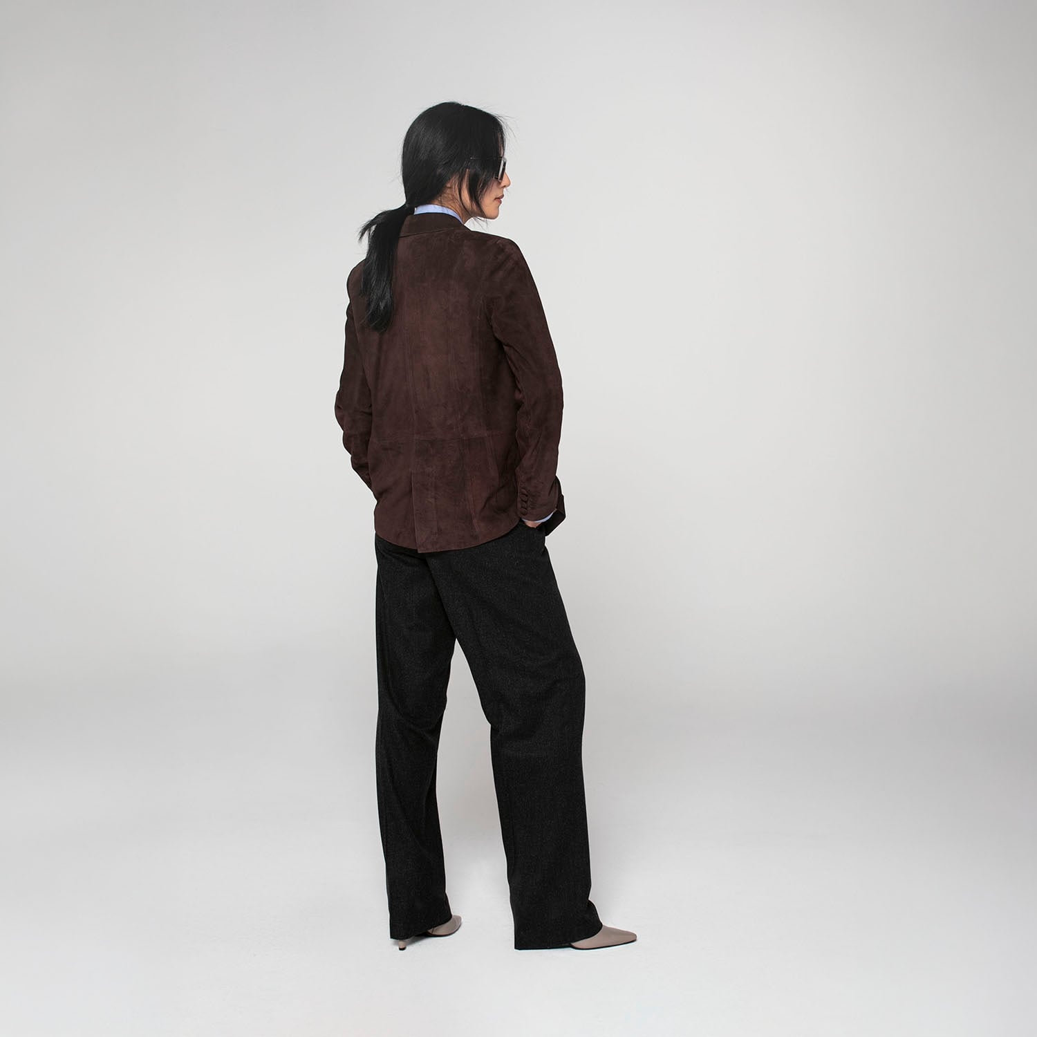 K15262 - LEATHER DOUBLE-BREASTED BLAZER