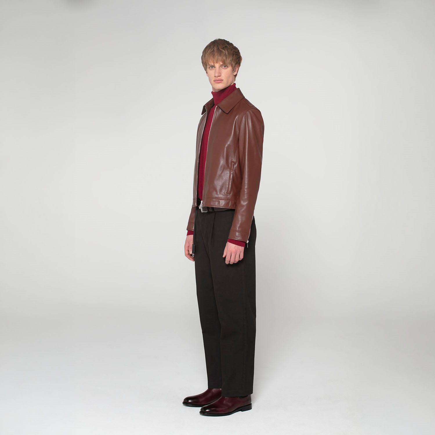 K15268 - LEATHER FITTED BLOUSON JACKET