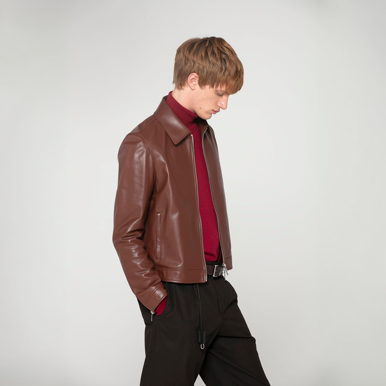 K15268 - LEATHER FITTED BLOUSON JACKET