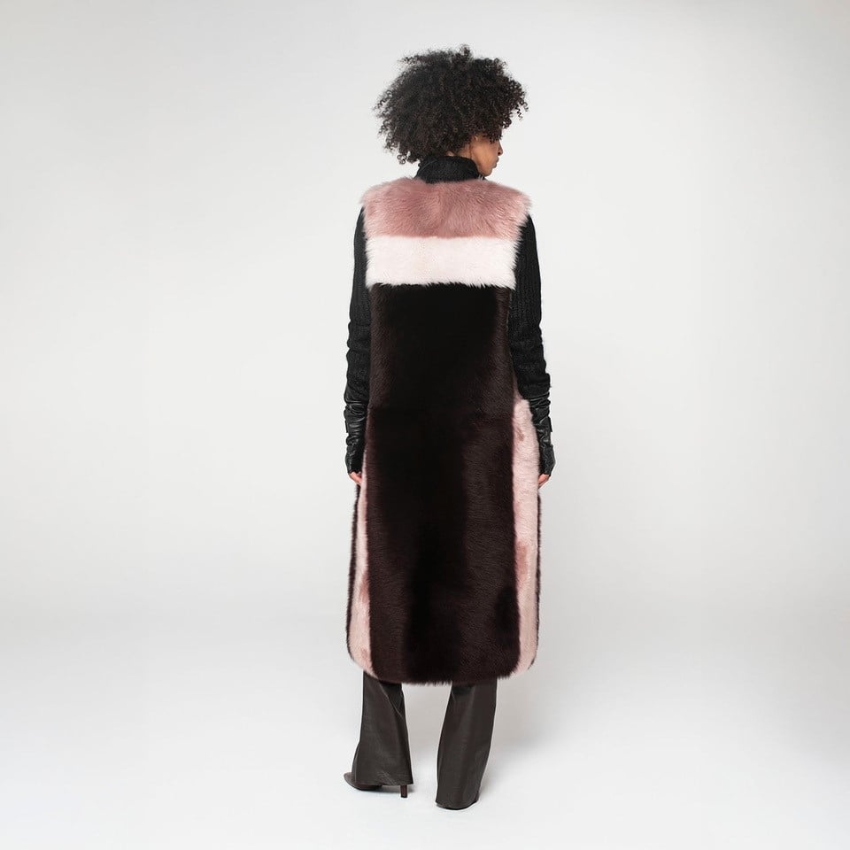 K15275- SHEARLING LONG GILET 