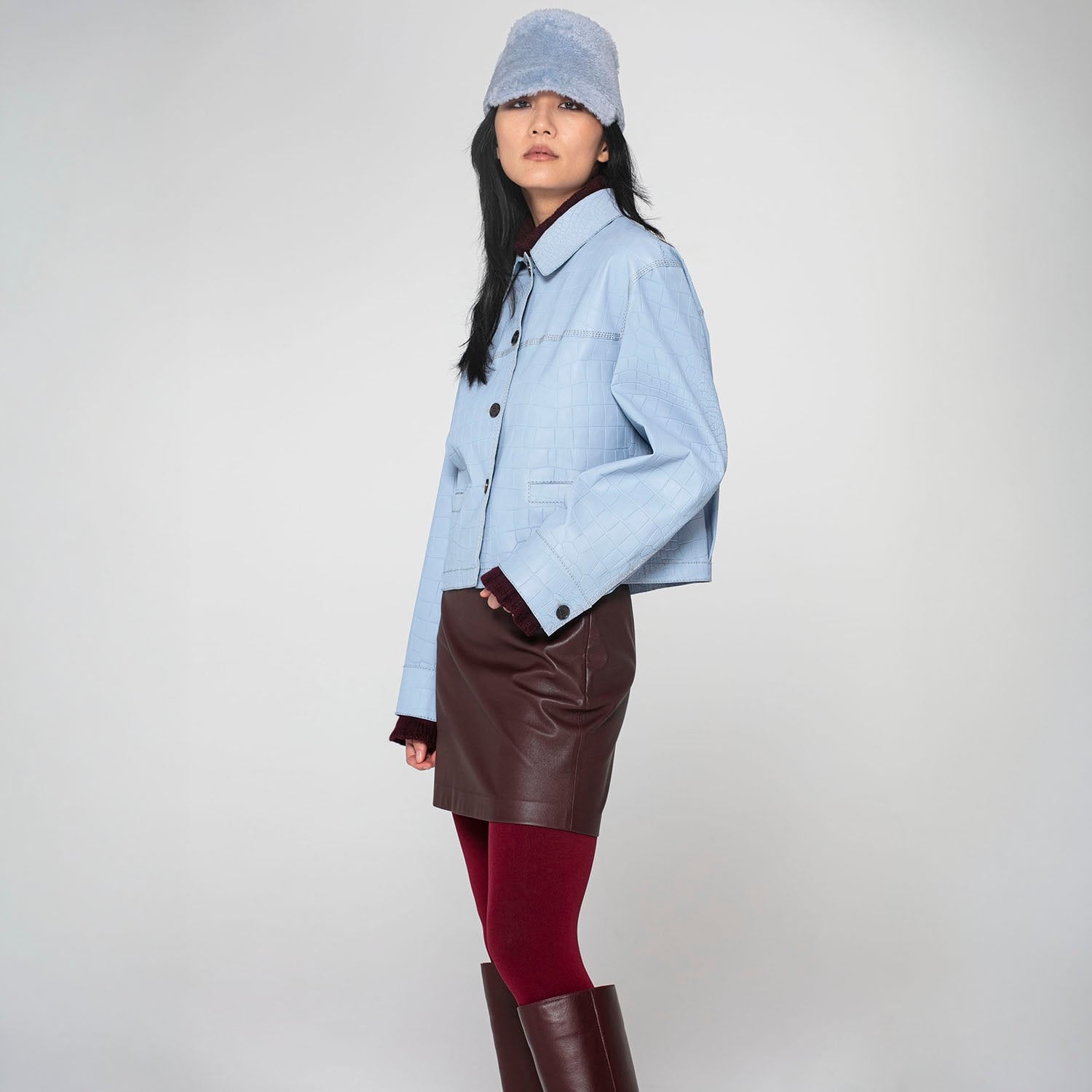 K15279 - LEATHER BOXY FIT JACKET