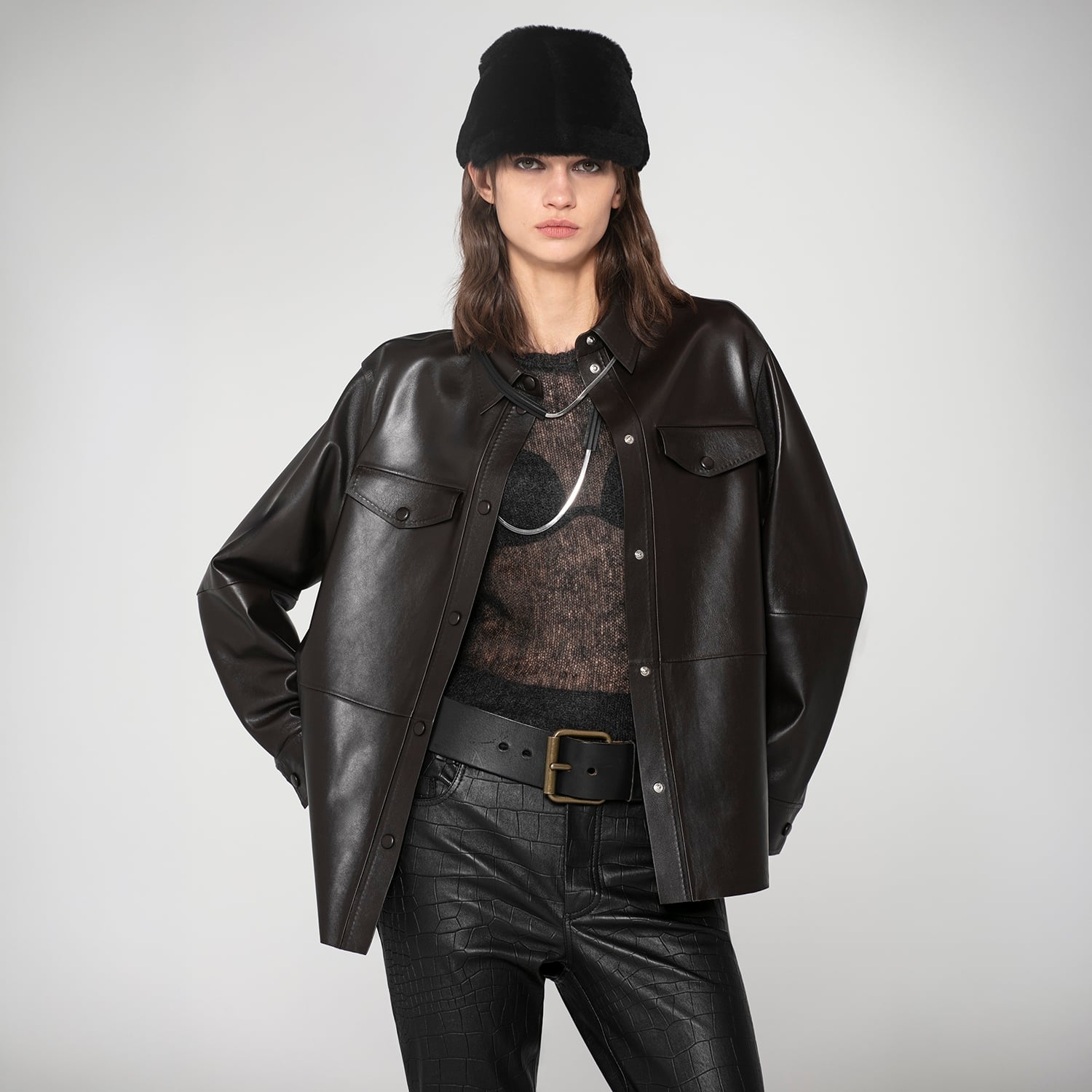 K152841 - LEATHER SHIRT JACKET